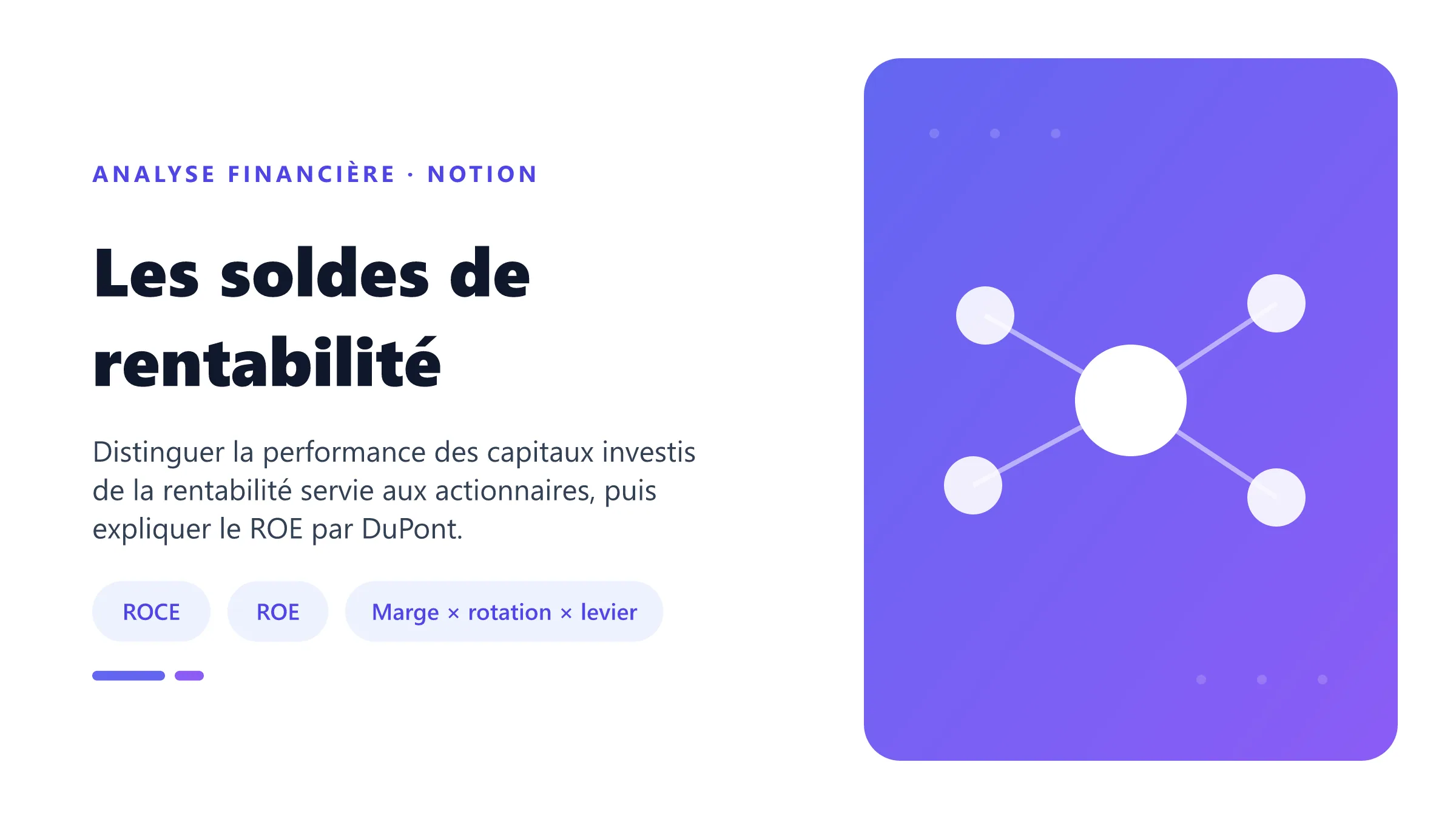 Les soldes de rentabilité Rentabilité économique ROCE, rentabilité des actifs ROA et rentabilité financière ROE reliées par la décomposition de DuPont.