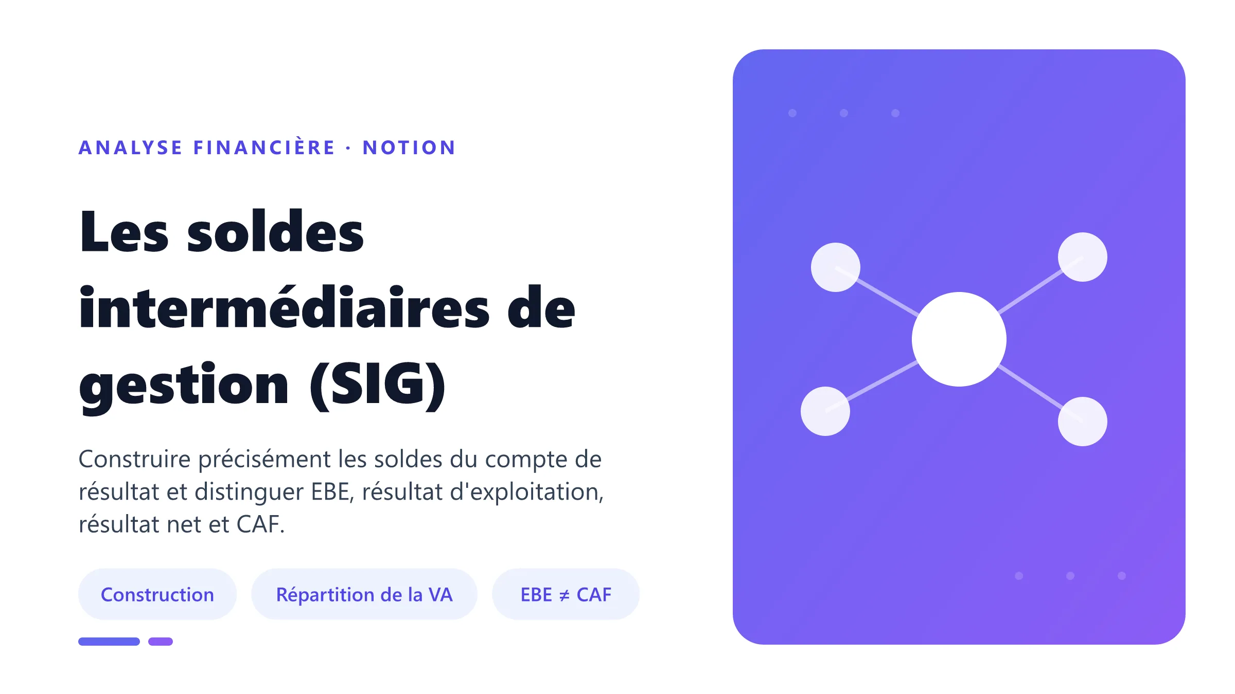 Les soldes intermédiaires de gestion (SIG) Construction détaillée des SIG avec marge commerciale, production, valeur ajoutée, EBE, résultats et capacité d'autofinancement.