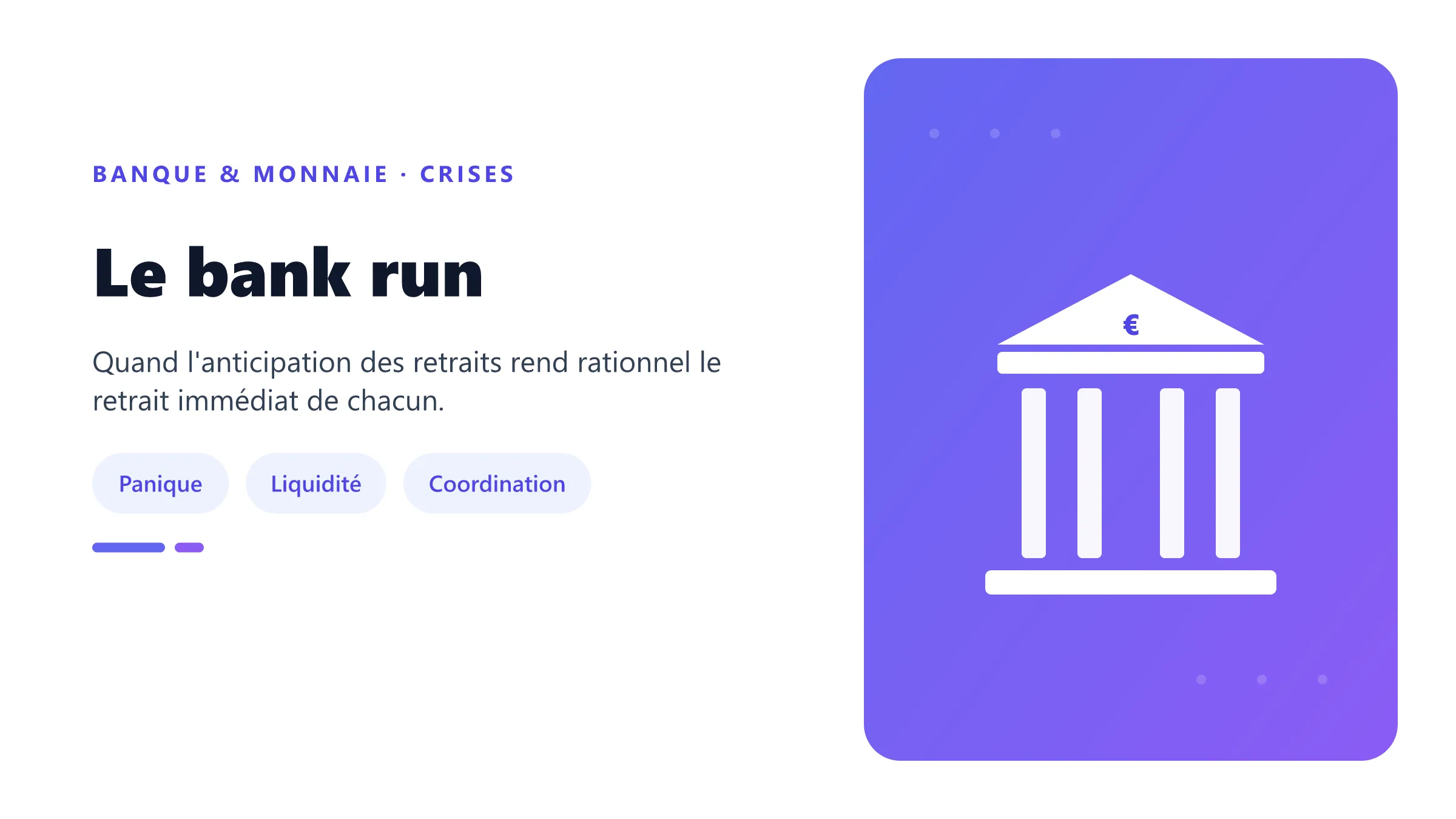 Le bank run Déposants retirant simultanément leurs fonds d'une banque.