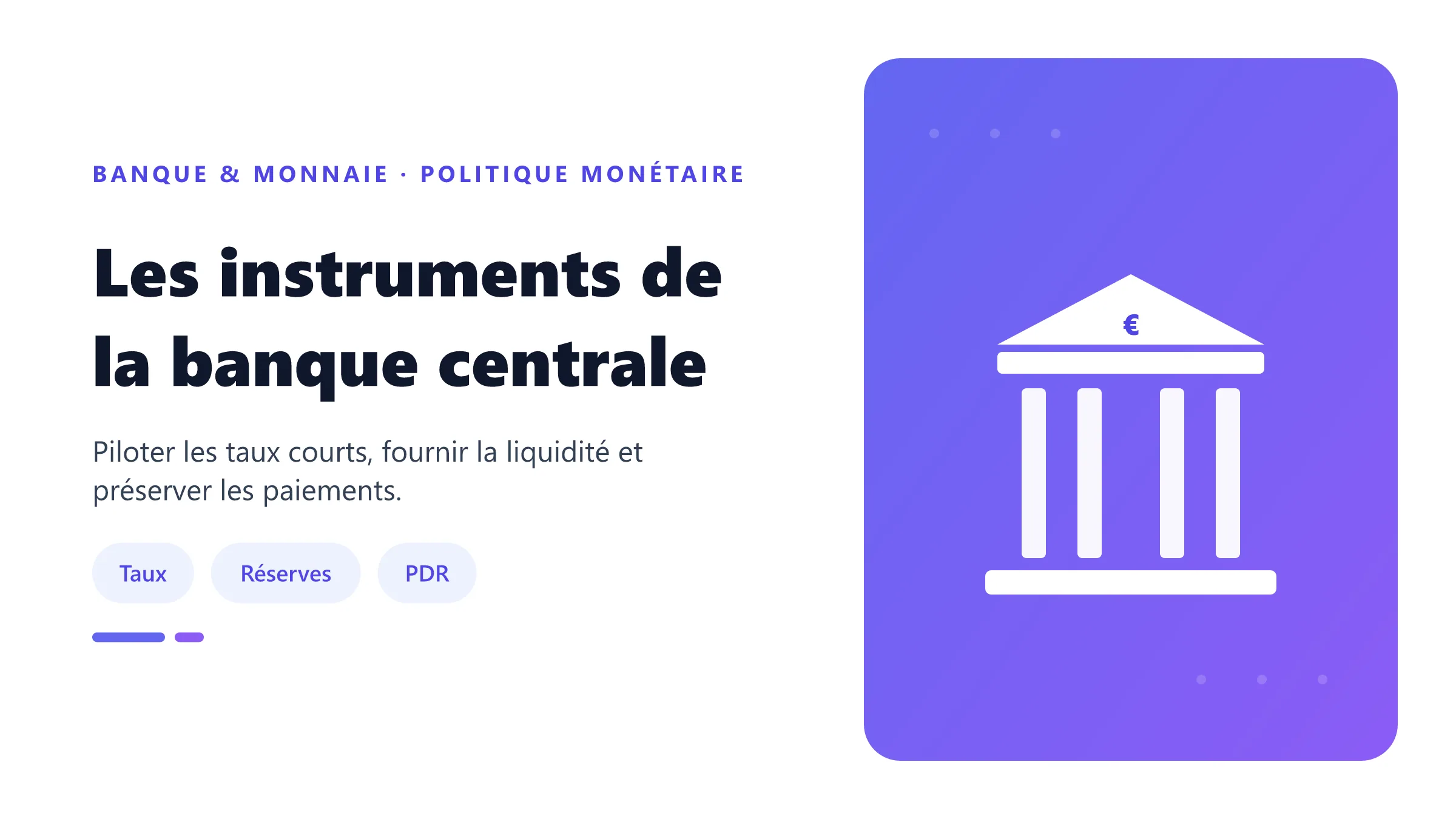 Les instruments de la banque centrale Banque centrale et ses instruments monétaires.