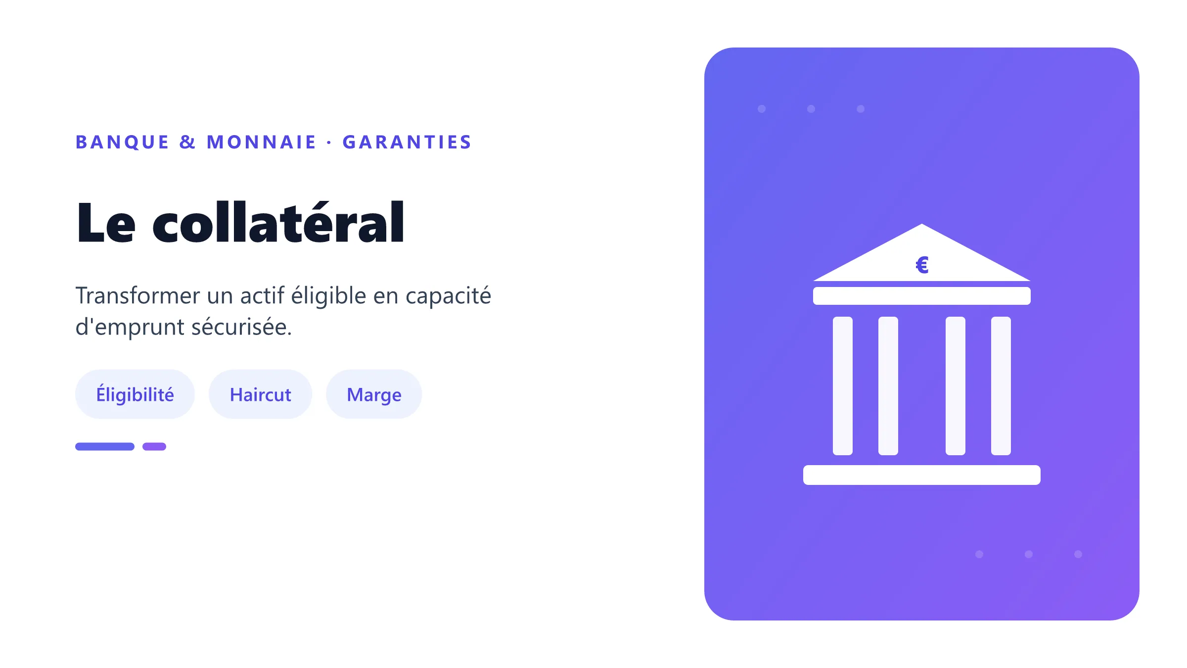 Le collatéral Titre remis en garantie contre un refinancement.