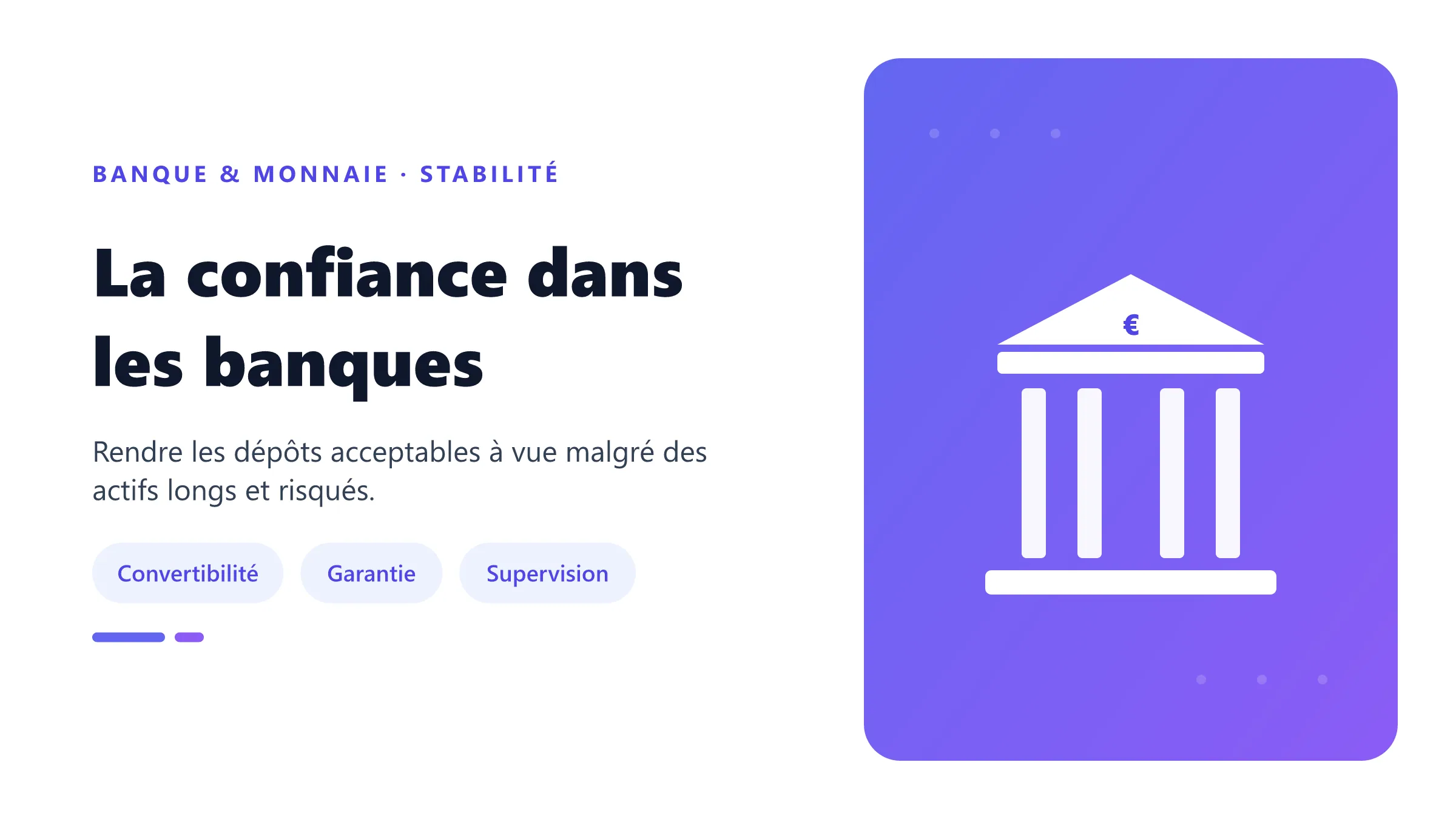 La confiance dans les banques Architecture institutionnelle soutenant la confiance bancaire.
