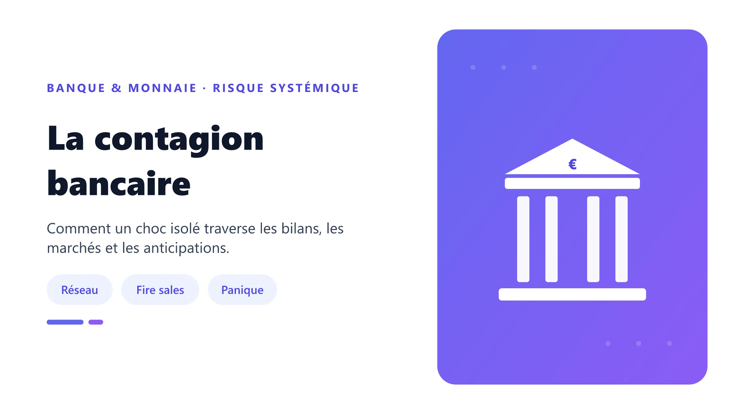 La contagion bancaire Réseau de banques transmettant un choc financier.