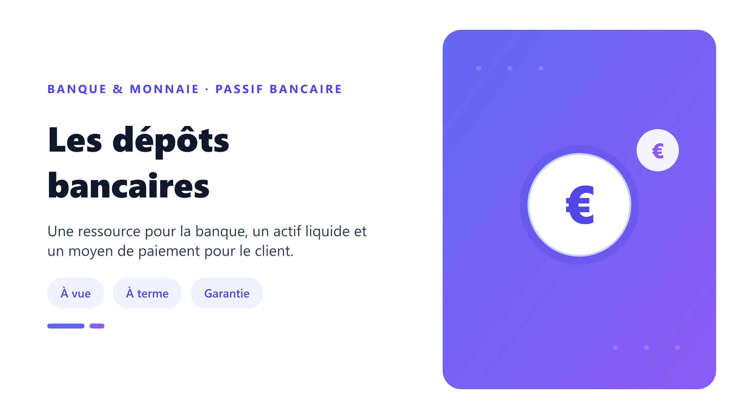 Les dépôts bancaires Dépôts classés par disponibilité et rémunération.