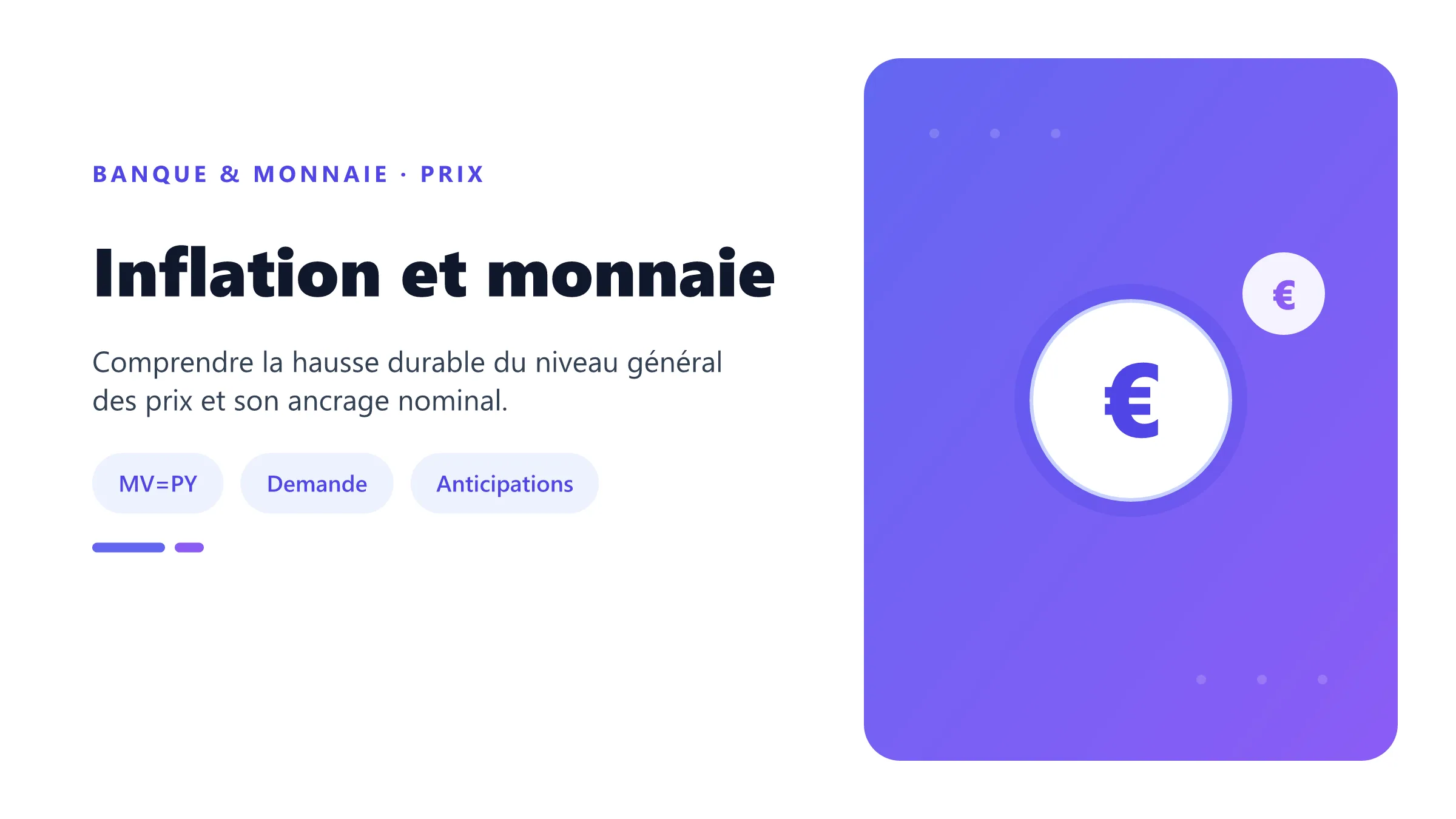 Inflation et monnaie Canaux reliant monnaie, demande et inflation.