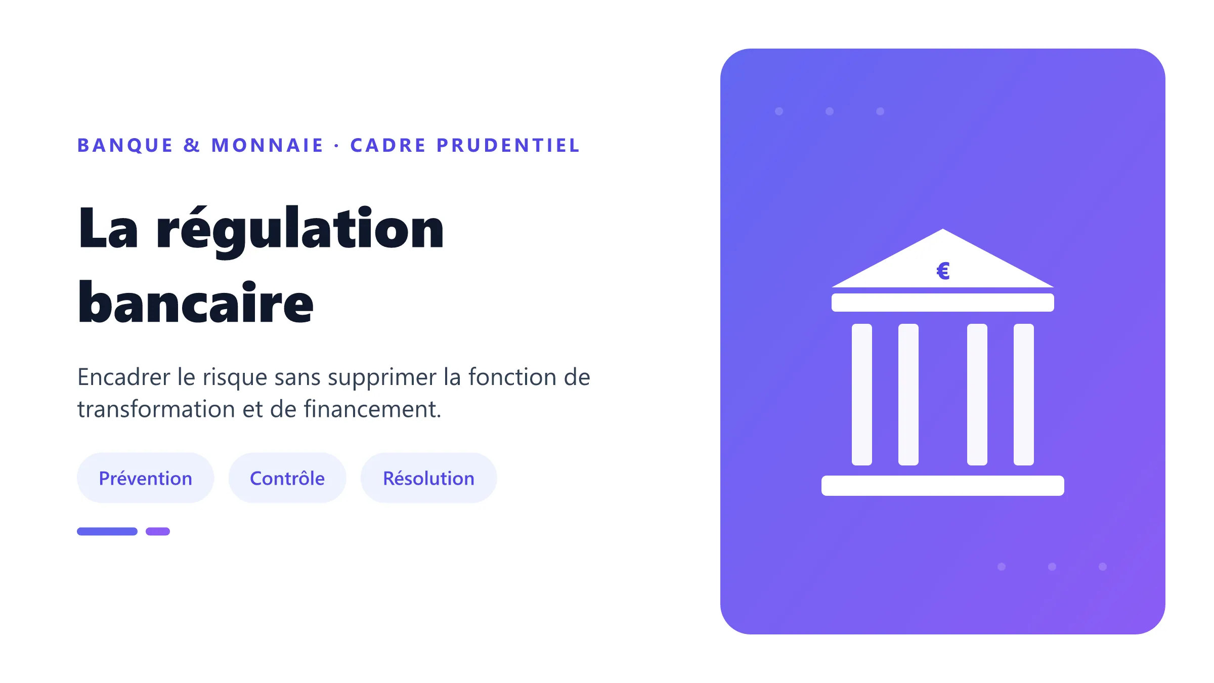 La régulation bancaire Couches de régulation protégeant le système bancaire.