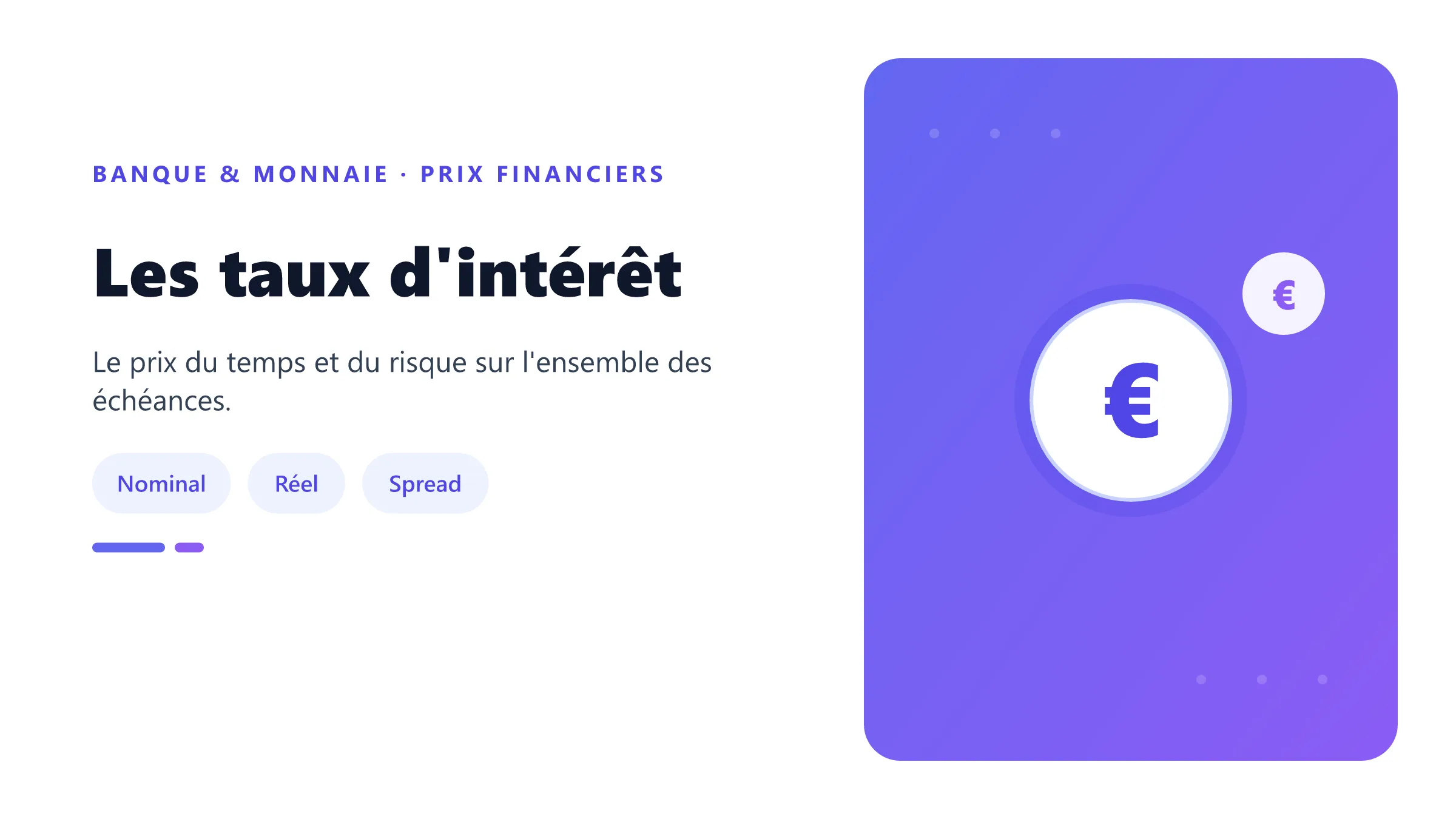 Les taux d'intérêt Courbe des taux selon la maturité.
