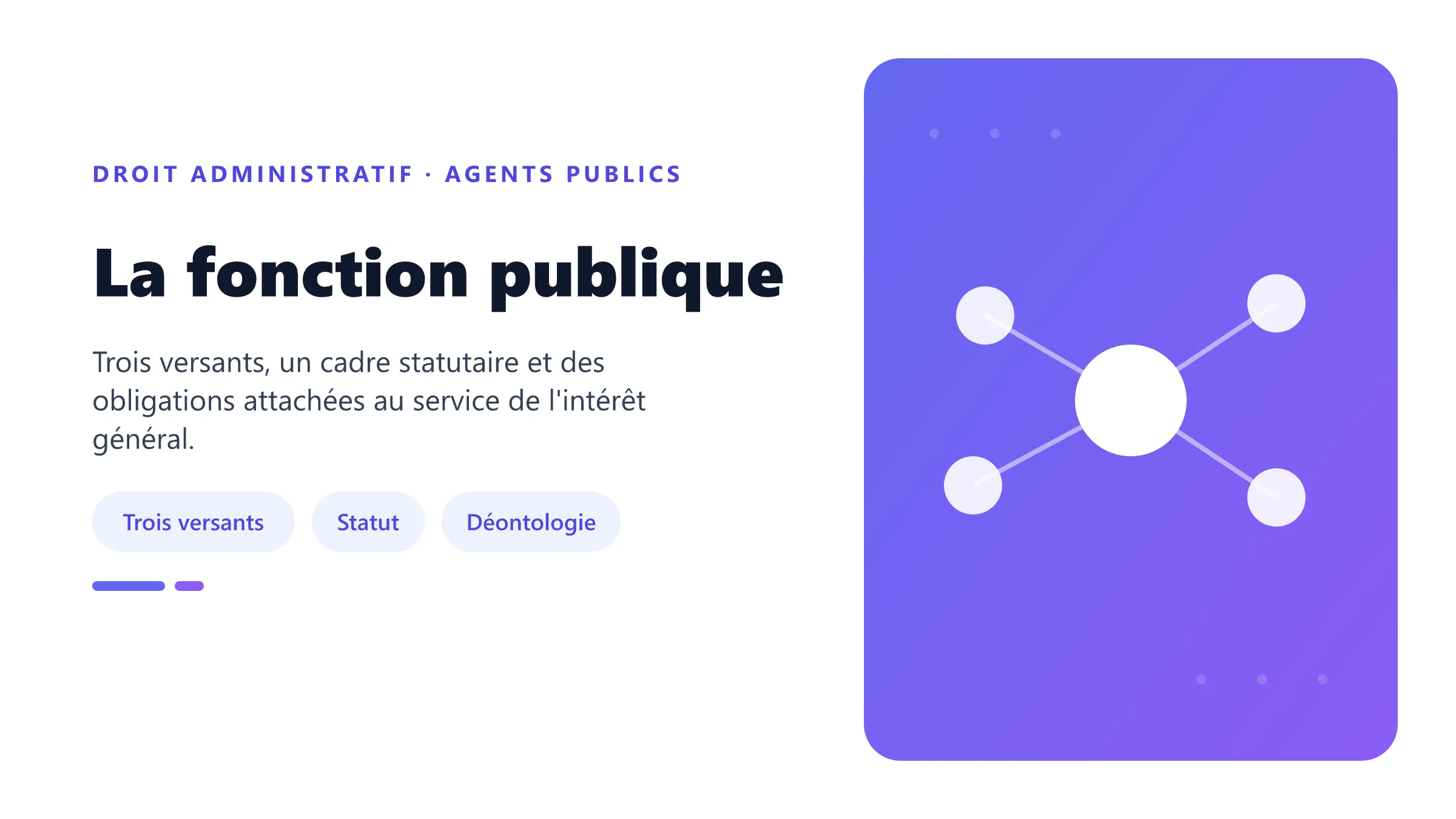 La fonction publique Fonction publique : versants de l'État, territorial et hospitalier, droits et obligations des agents.