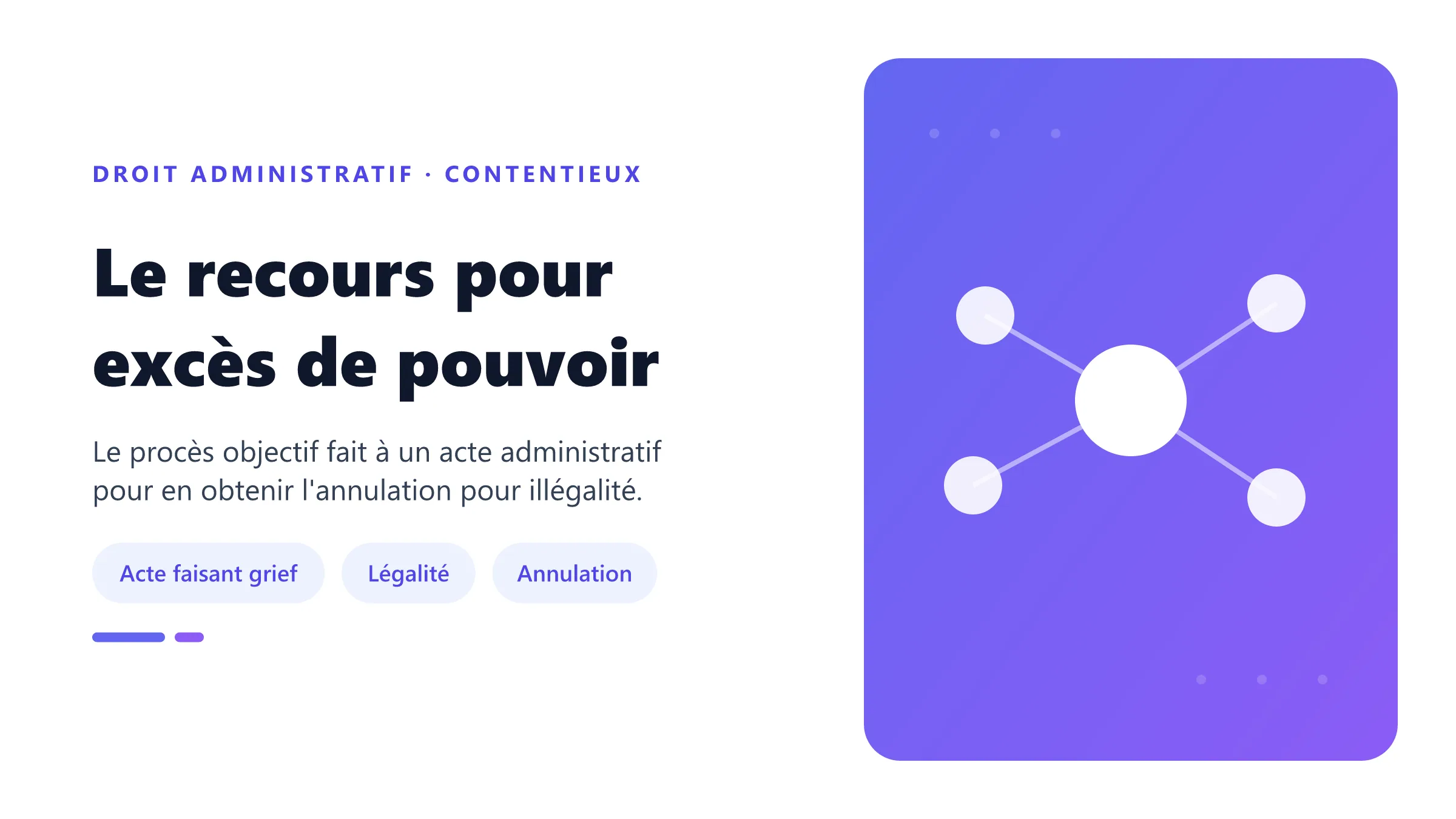 Le recours pour excès de pouvoir Recours pour excès de pouvoir : recevabilité, contrôle de légalité et annulation de l'acte.