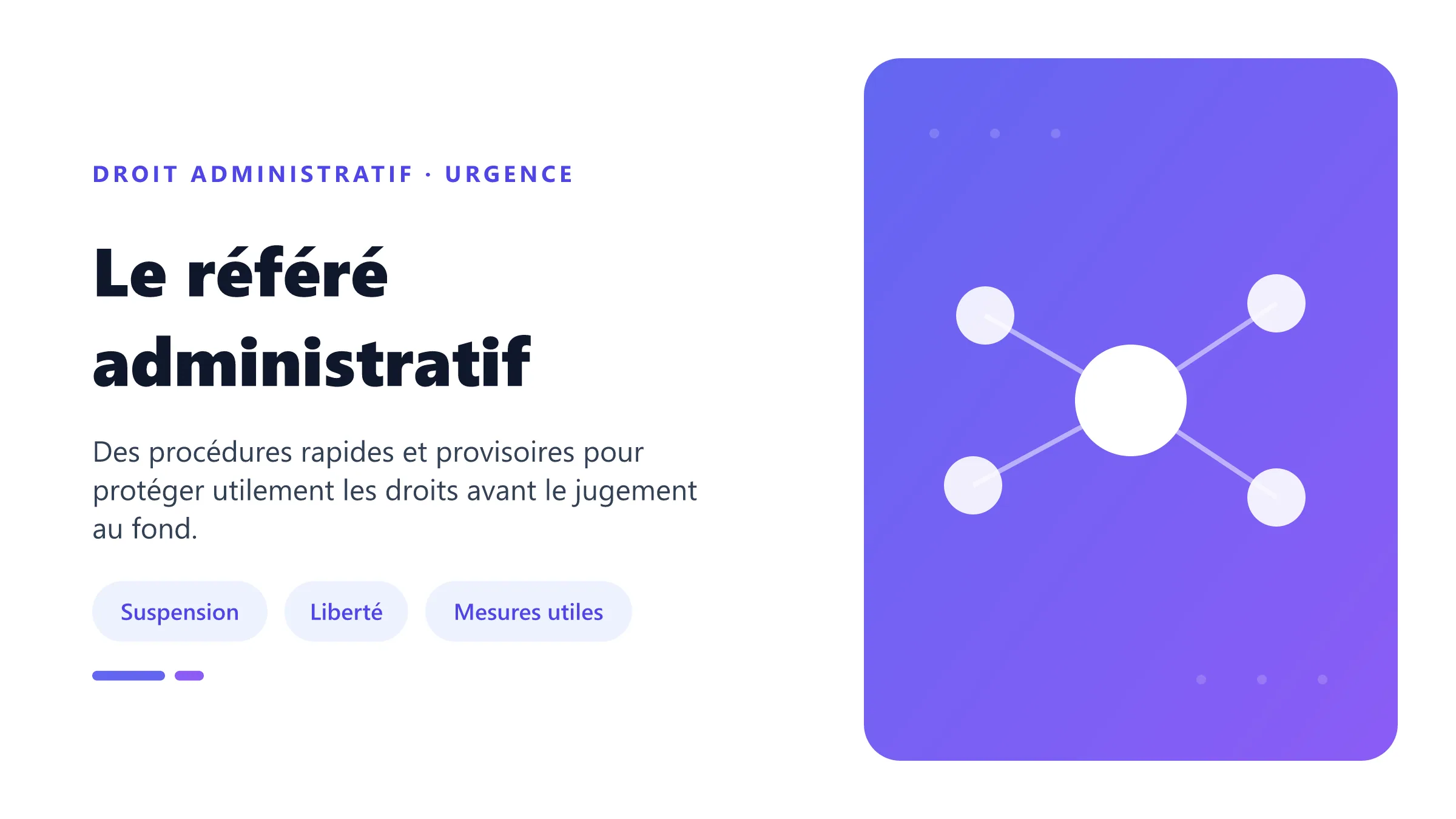 Le référé administratif Référé administratif : référé-suspension, référé-liberté et référé mesures utiles.