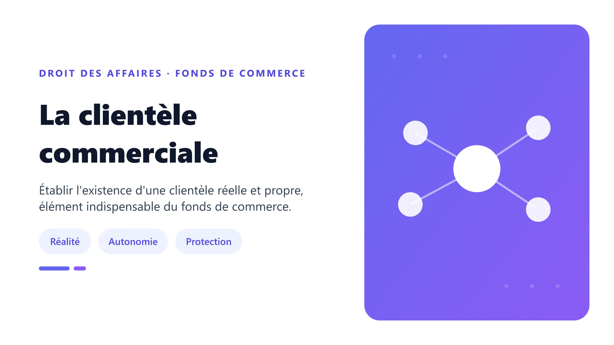 La clientèle commerciale Clientèle commerciale : existence réelle, caractère propre, rattachement au fonds et protection contre le détournement.