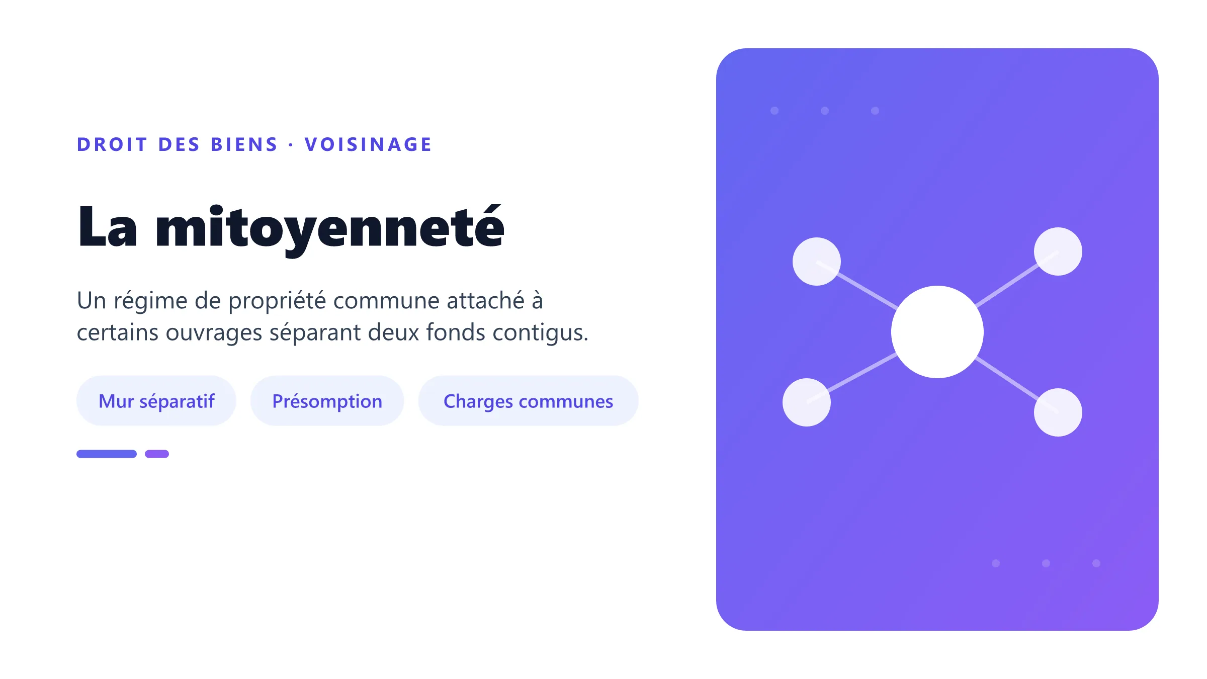 La mitoyenneté Mitoyenneté d'un mur séparatif entre deux fonds : présomption, droits et charges des voisins.