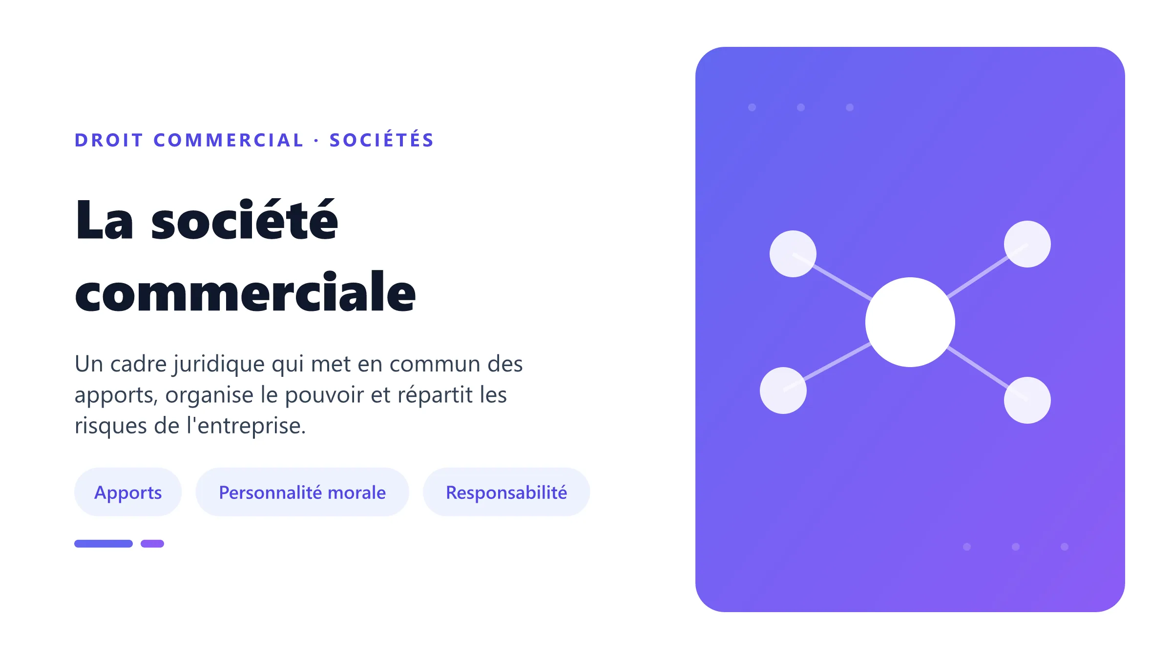 La société commerciale Société commerciale constituée par apports, participation au résultat et volonté de collaborer, puis immatriculée.