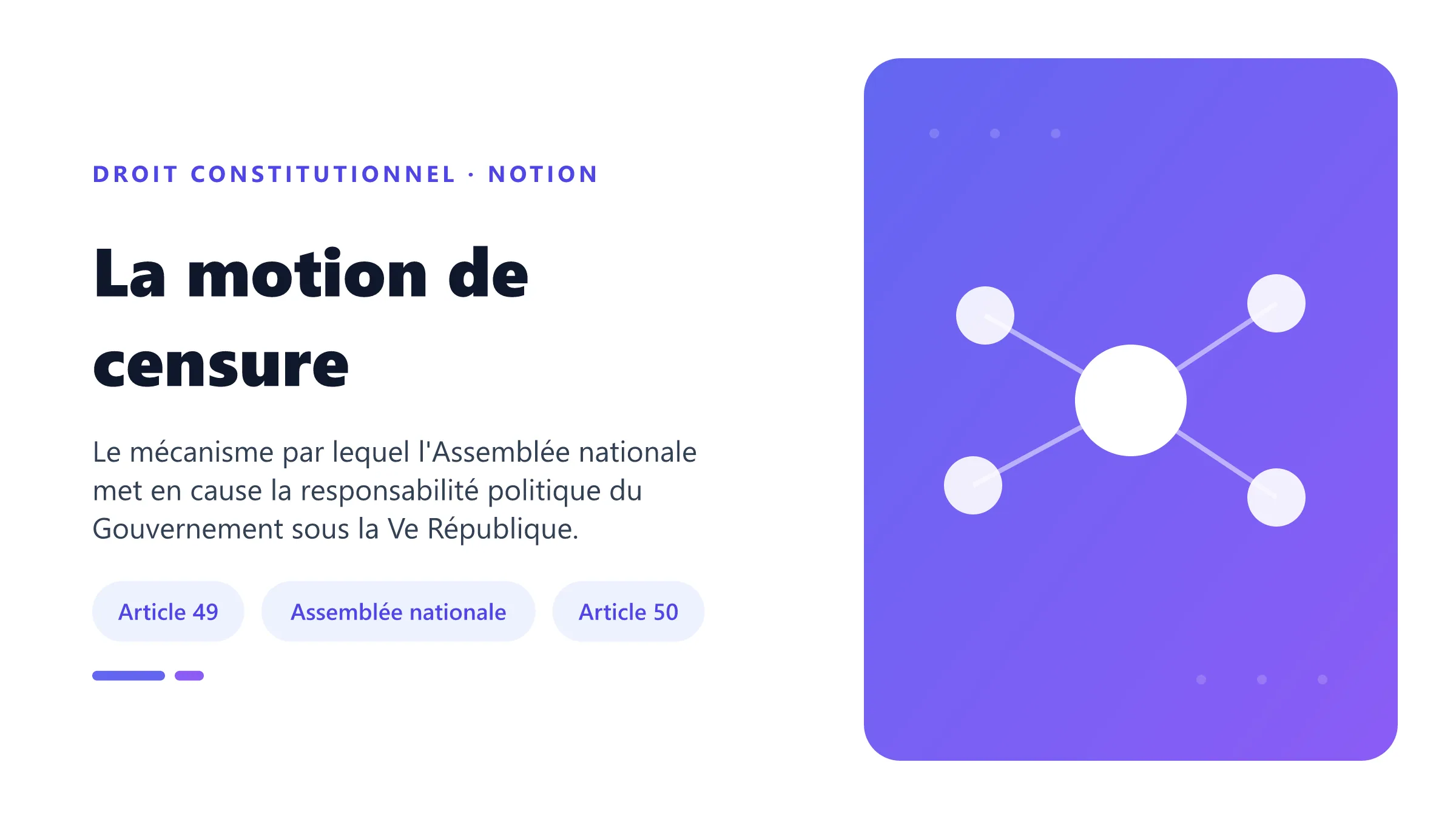 La motion de censure sous la Ve République, déposée et votée par l'Assemblée nationale pour mettre en cause la responsabilité du Gouvernement.