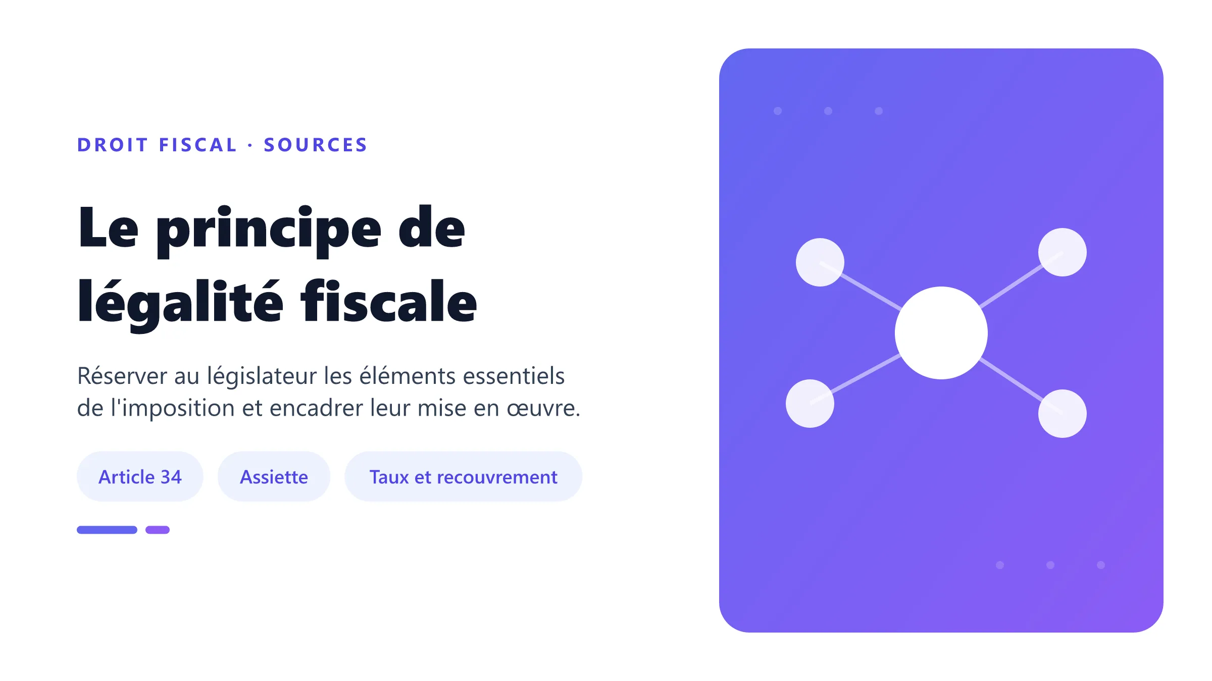 Principe de légalité fiscale attribuant à la loi la fixation de l'assiette, du taux et des modalités de recouvrement.