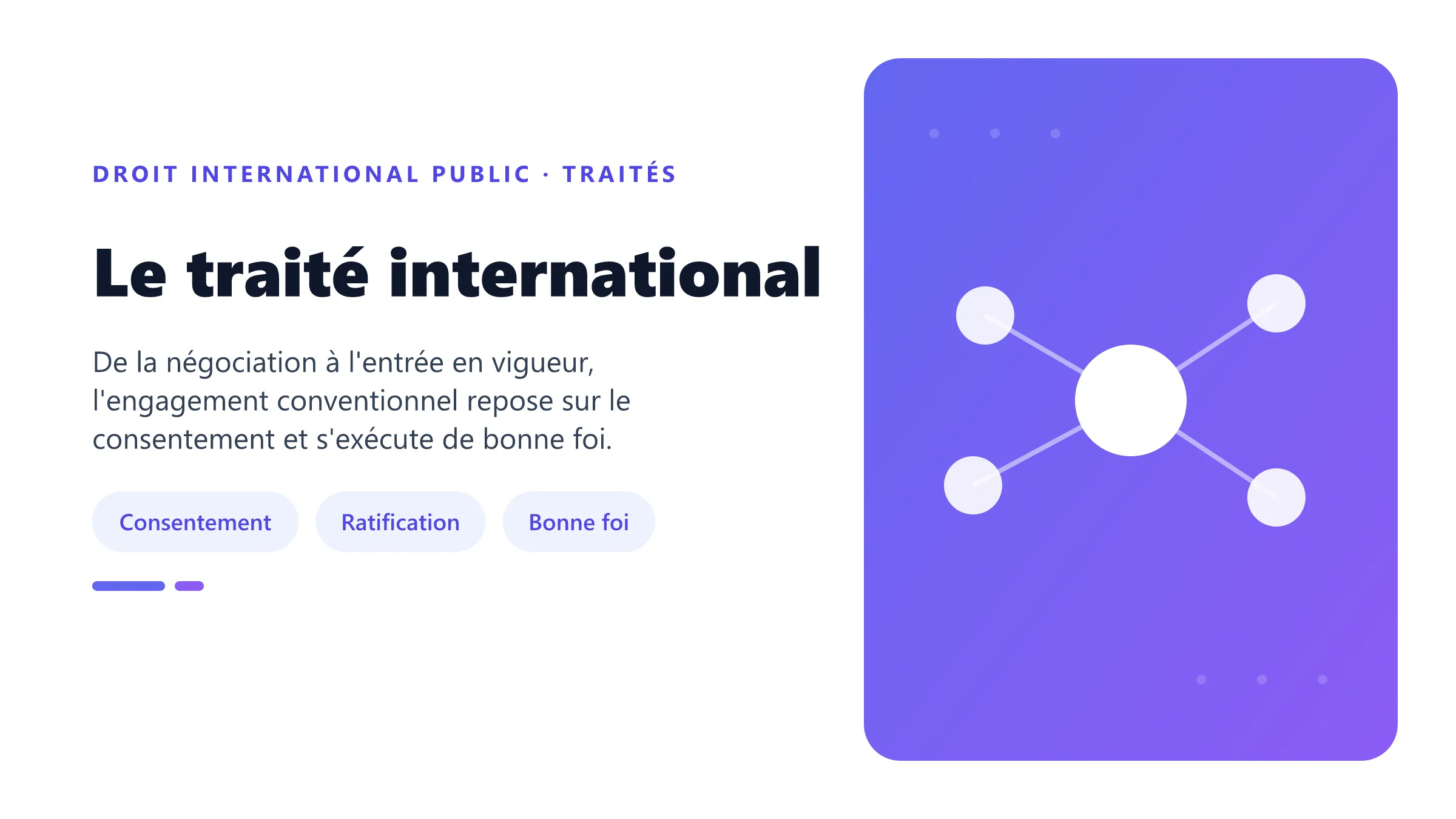 Le traité international Traité international régi par la Convention de Vienne : négociation, signature, ratification, réserves et entrée en vigueur.