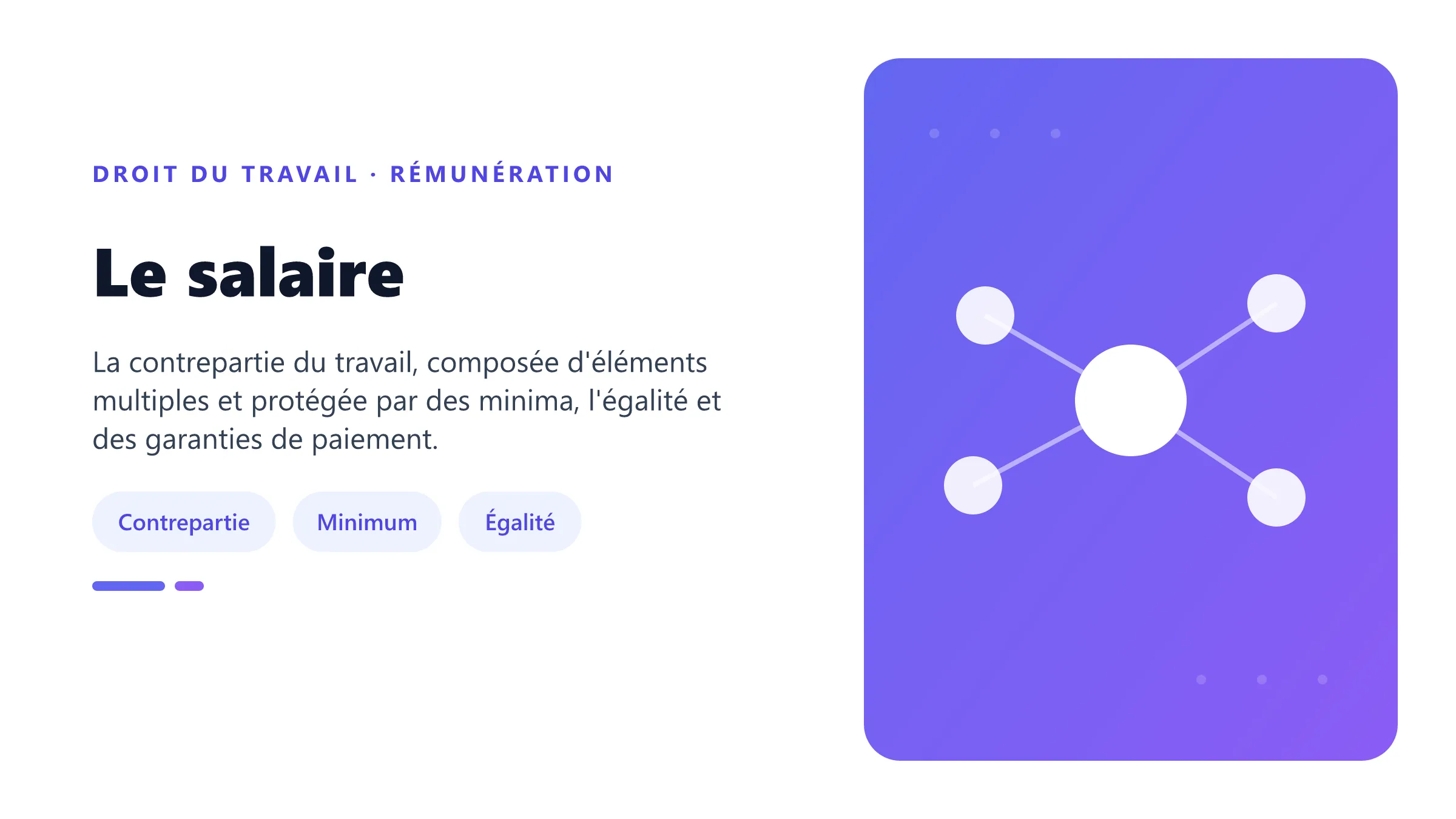 Le salaire Salaire composé d'une rémunération de base et d'accessoires, soumis au SMIC, à l'égalité de traitement et à des garanties de paiement.