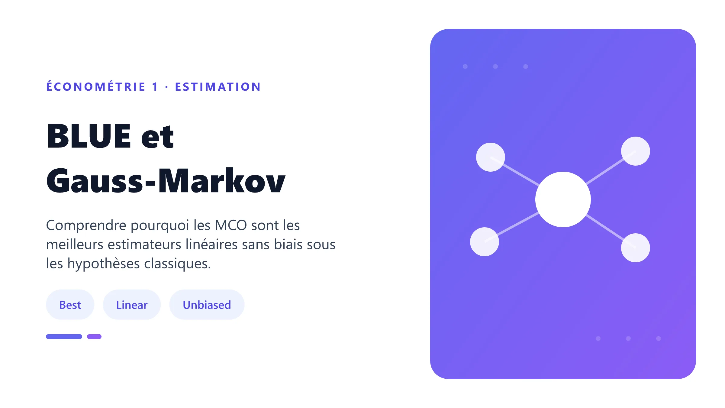 BLUE et Gauss-Markov Illustration du théorème de Gauss-Markov conduisant à la propriété BLUE des estimateurs MCO.