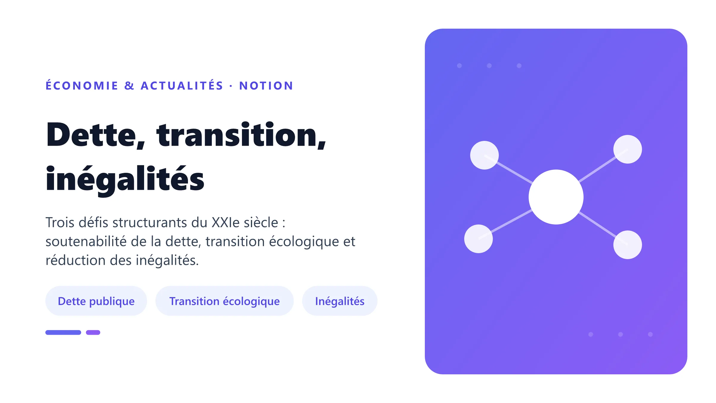 Dette, transition, inégalités Les enjeux contemporains de l'économie : dette publique, transition écologique et inégalités.
