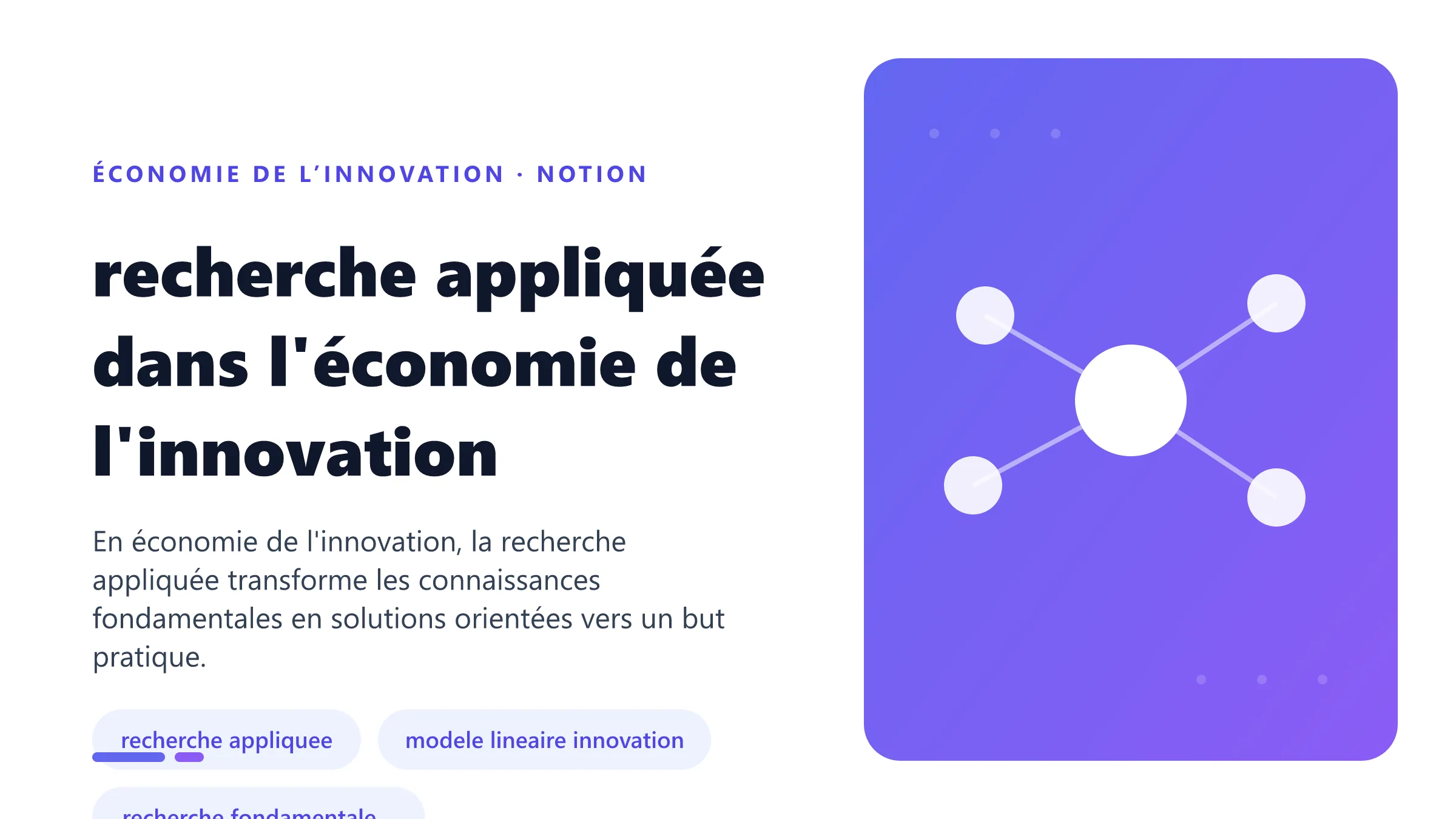 recherche appliquée dans l'économie de l'innovation Illustration pédagogique de recherche appliquée dans l'économie de l'innovation en économie de l’innovation.