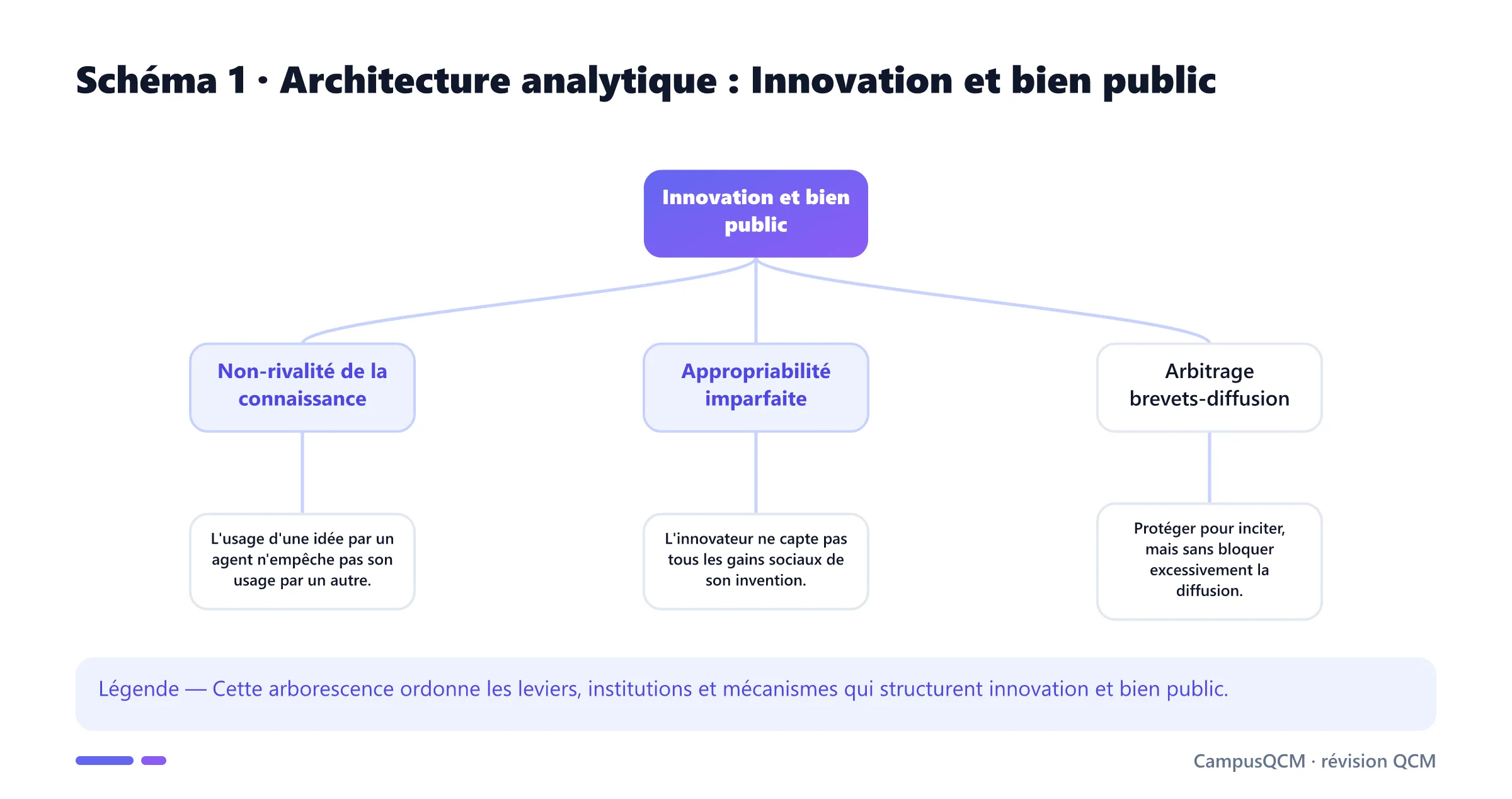 Arbre analytique des composantes de innovation et bien public.