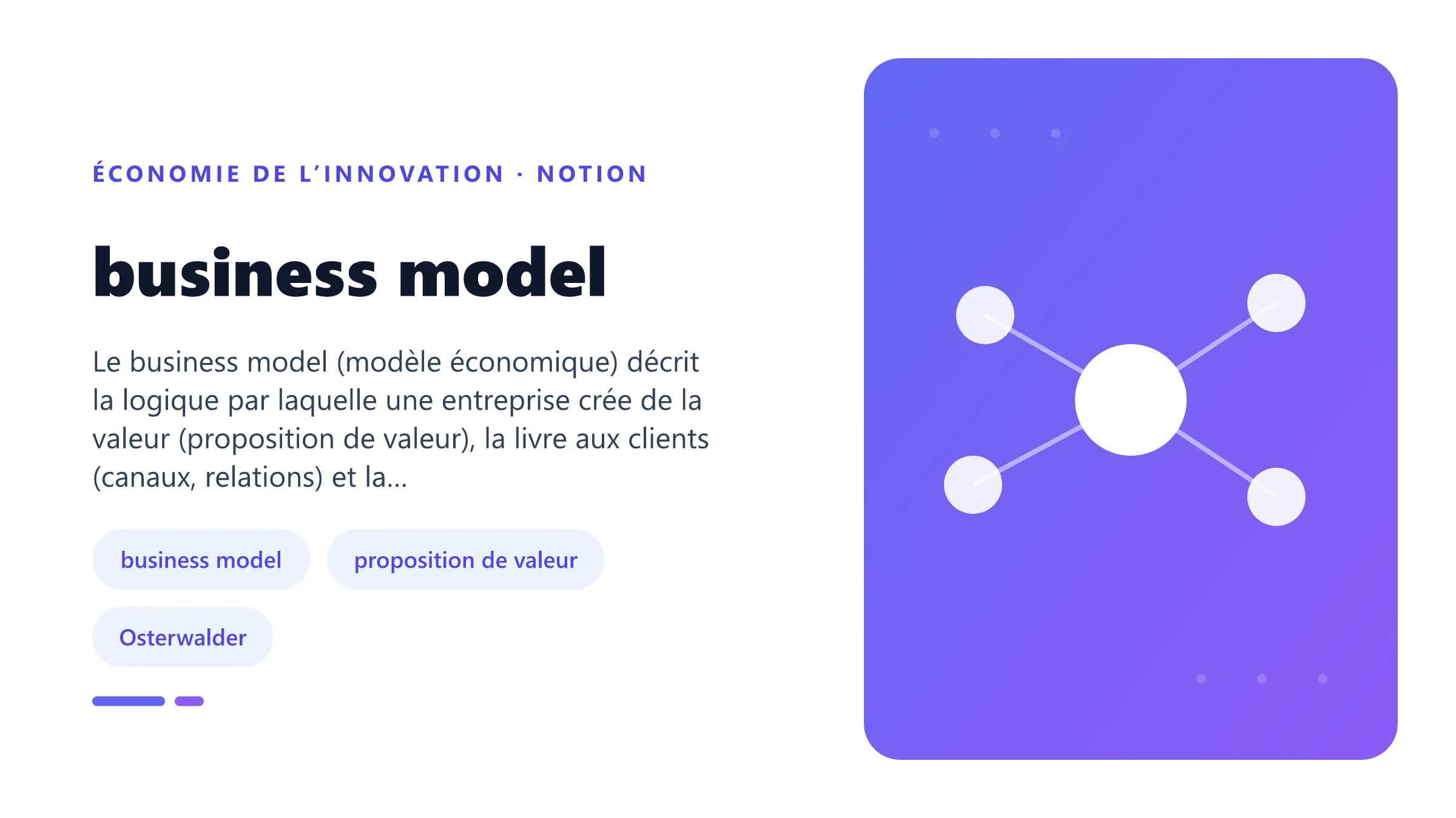 business model Illustration pédagogique de business model en économie de l’innovation.