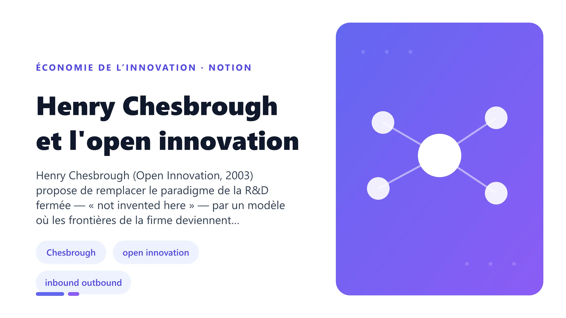 Henry Chesbrough et l'open innovation Illustration pédagogique de henry chesbrough et l'open innovation en économie de l’innovation.