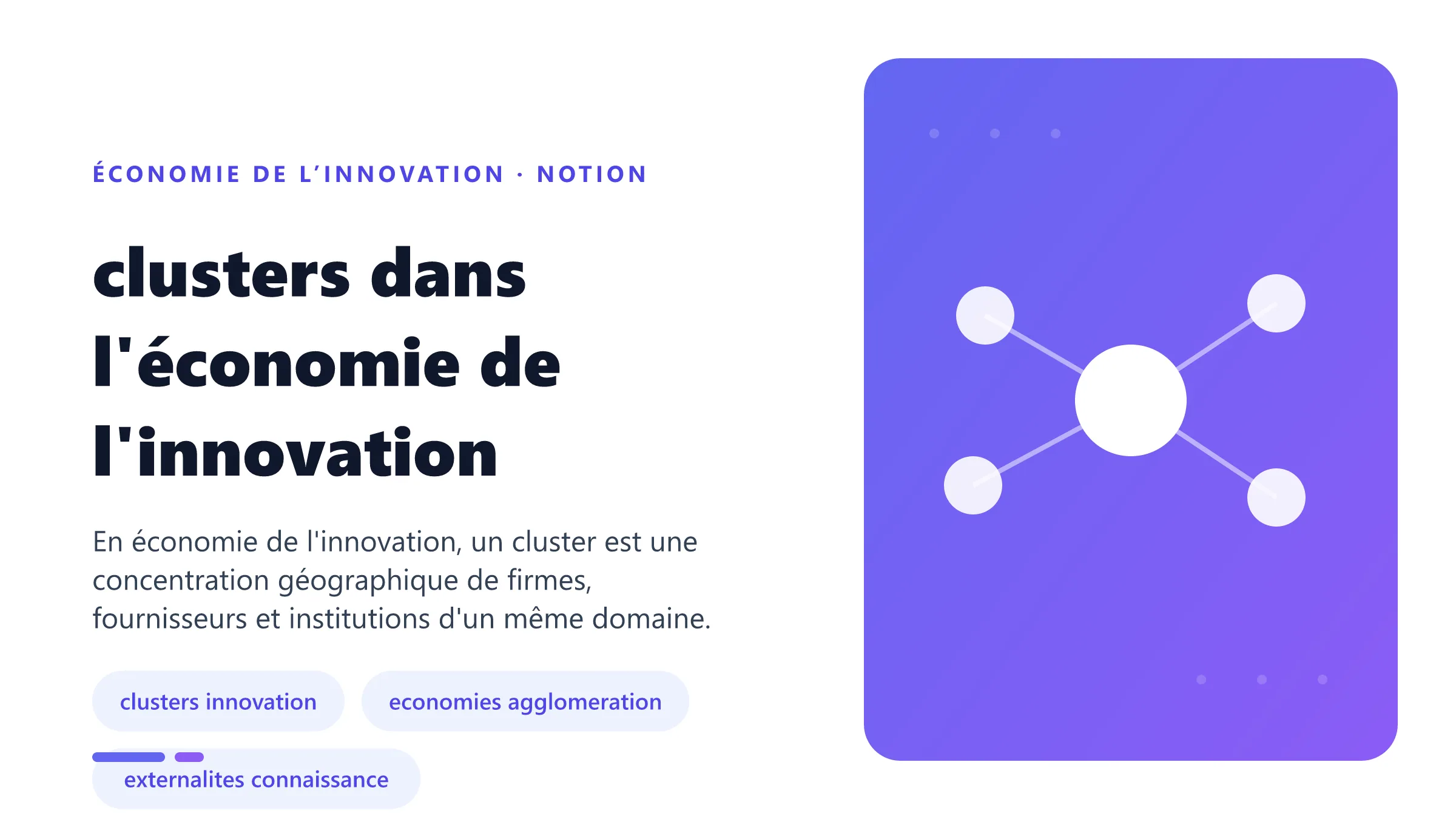 clusters dans l'économie de l'innovation Illustration pédagogique de clusters dans l'économie de l'innovation en économie de l’innovation.
