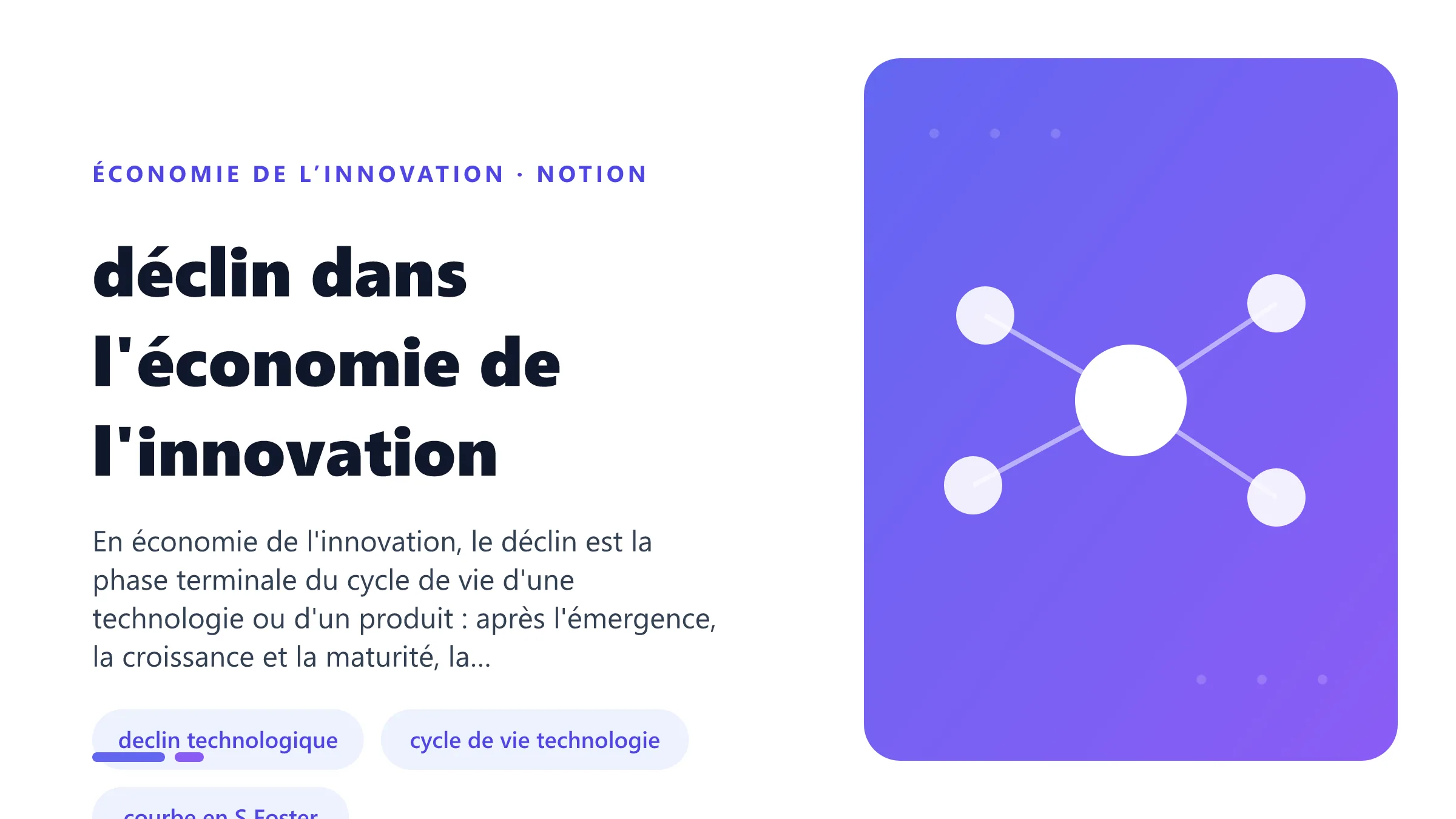 déclin dans l'économie de l'innovation Illustration pédagogique de déclin dans l'économie de l'innovation en économie de l’innovation.