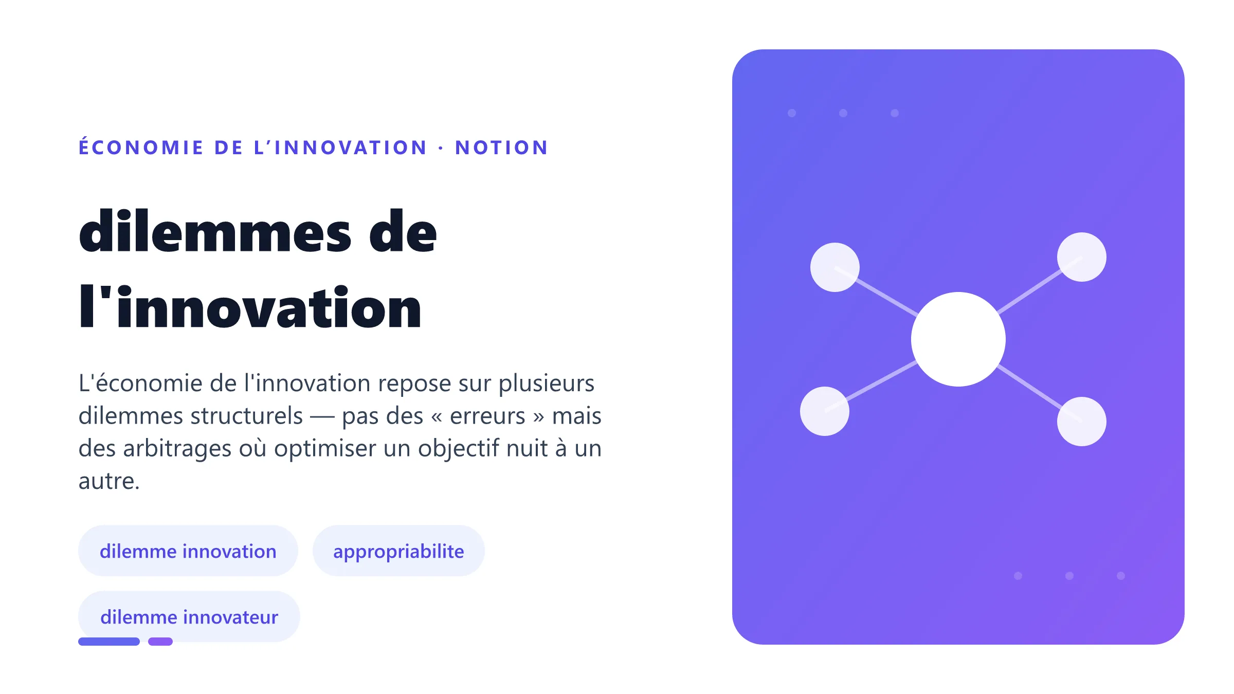 dilemmes de l'innovation Illustration pédagogique de dilemmes de l'innovation en économie de l’innovation.