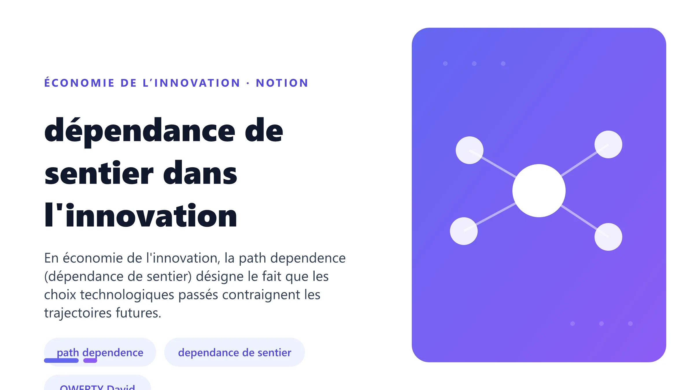 dépendance de sentier dans l'innovation Illustration pédagogique de dépendance de sentier dans l'innovation en économie de l’innovation.