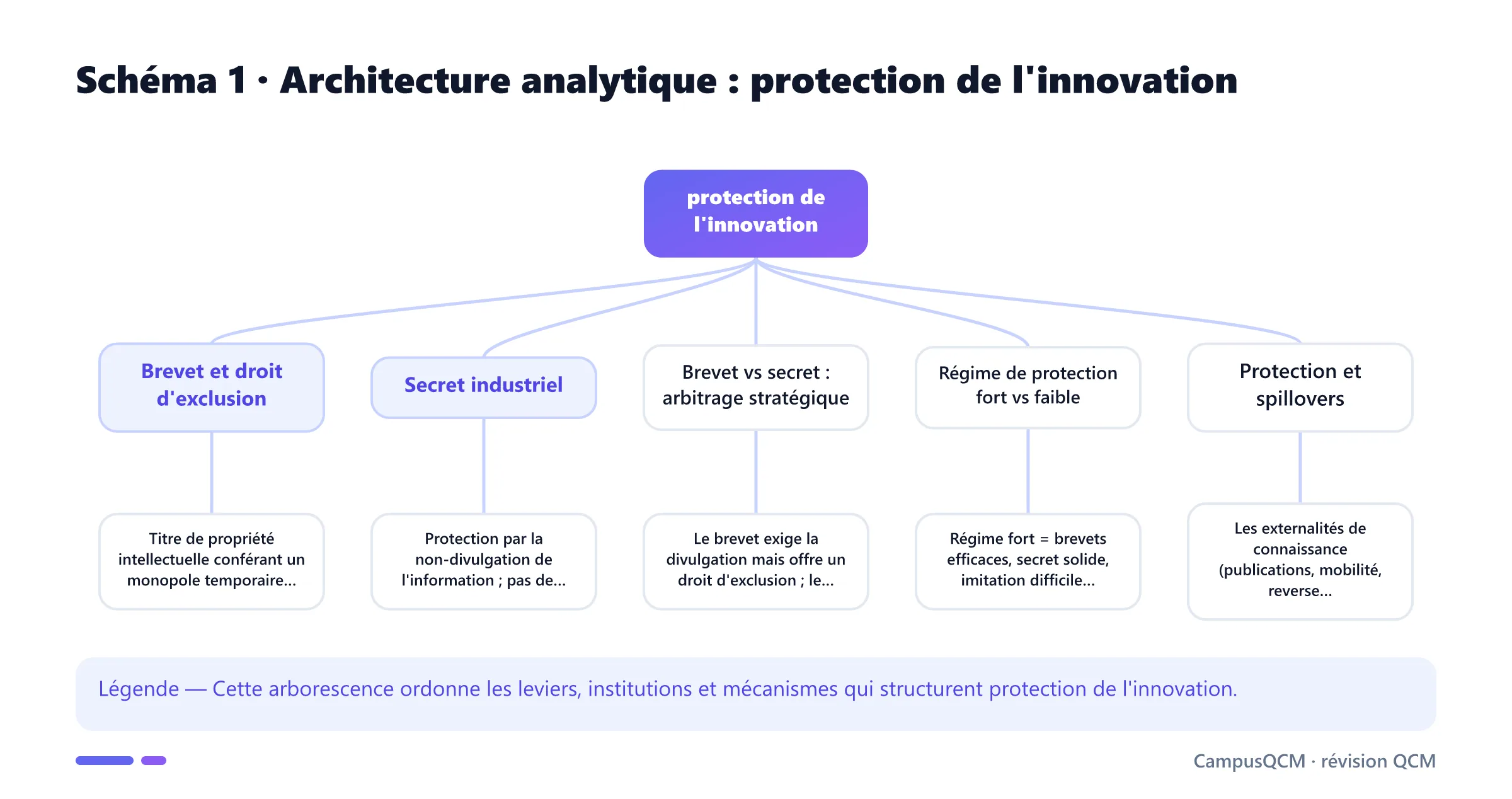 Arbre analytique des composantes de protection de l'innovation.