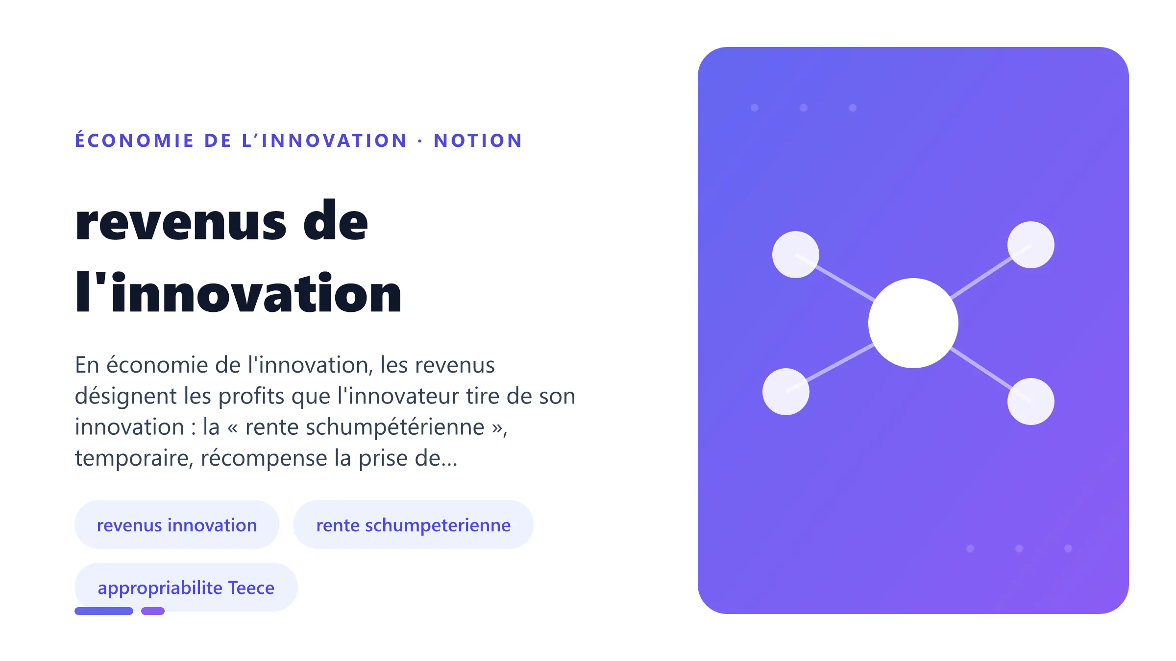 revenus de l'innovation Illustration pédagogique de revenus de l'innovation en économie de l’innovation.