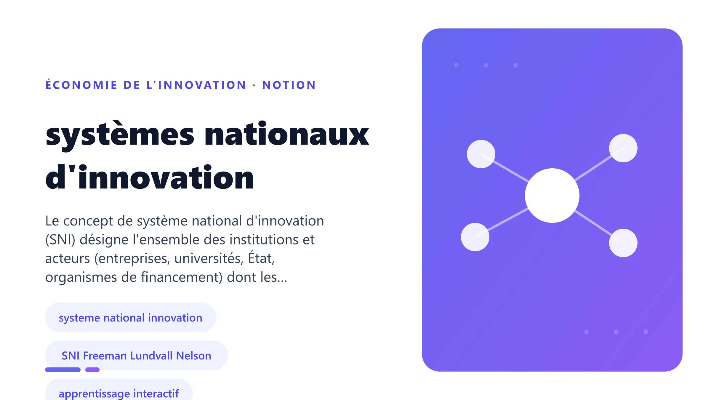 systèmes nationaux d'innovation Illustration pédagogique de systèmes nationaux d'innovation en économie de l’innovation.