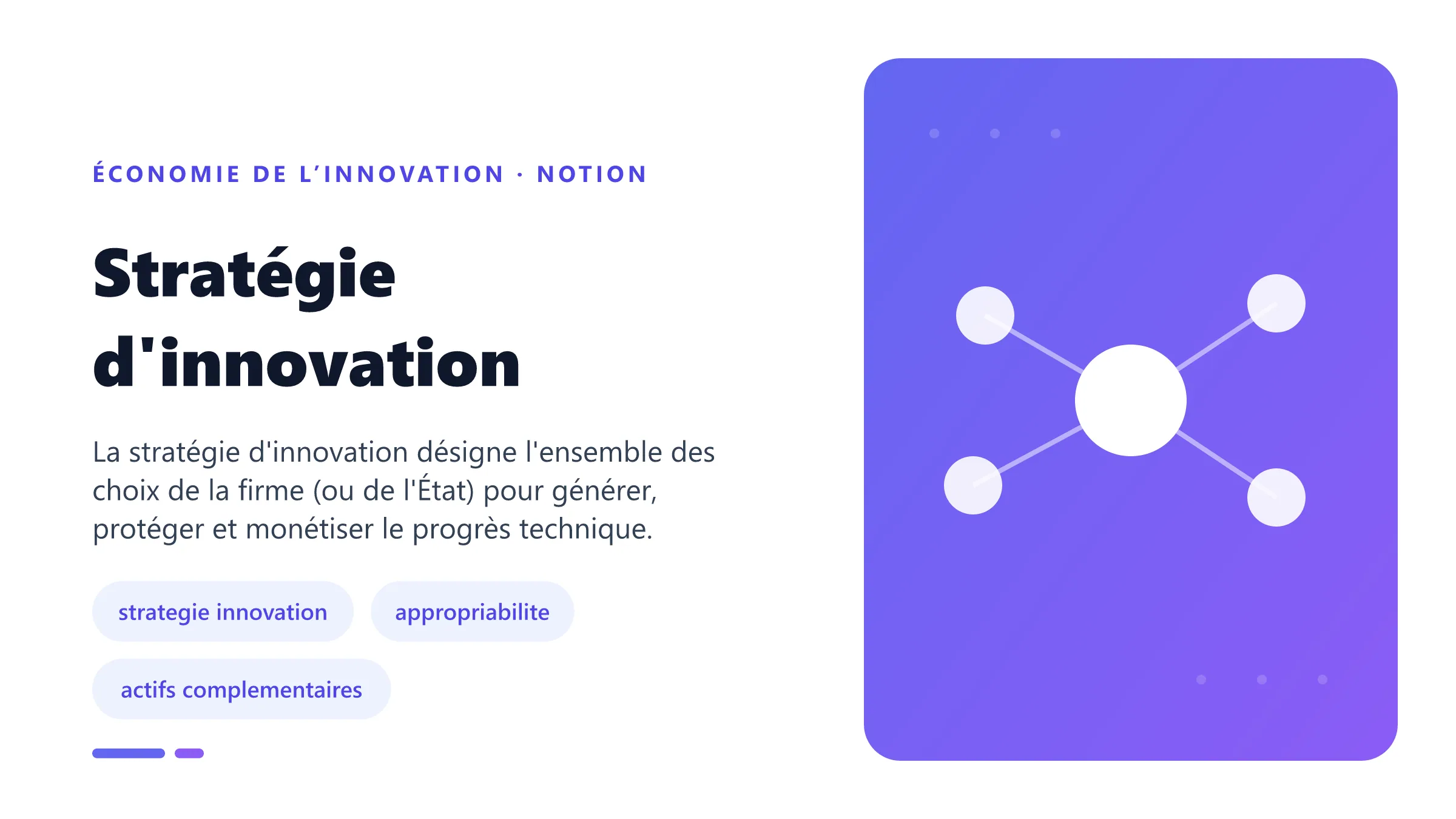 Stratégie d'innovation Illustration pédagogique de stratégie d'innovation en économie de l’innovation.
