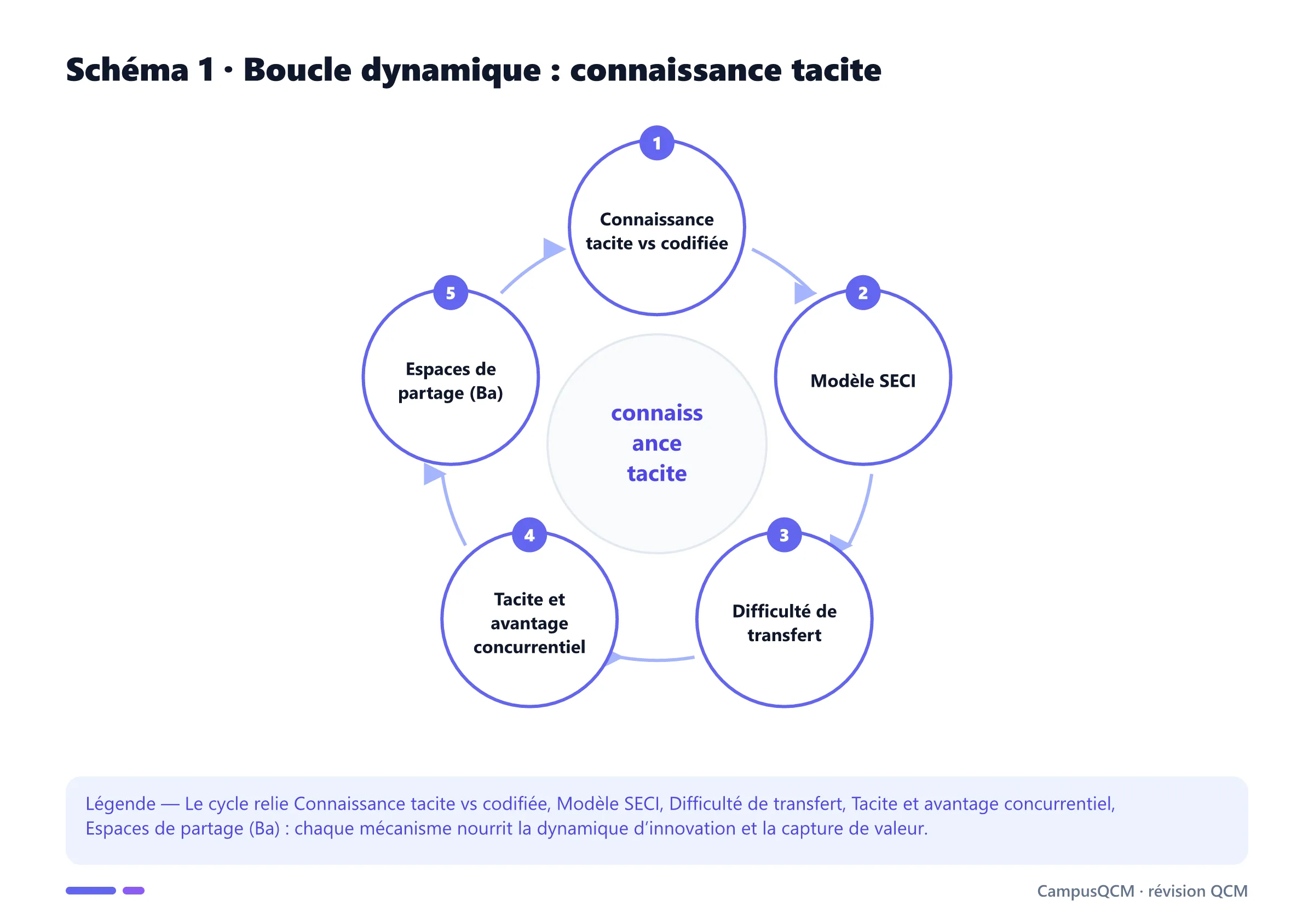 Cycle académique des mécanismes de connaissance tacite.