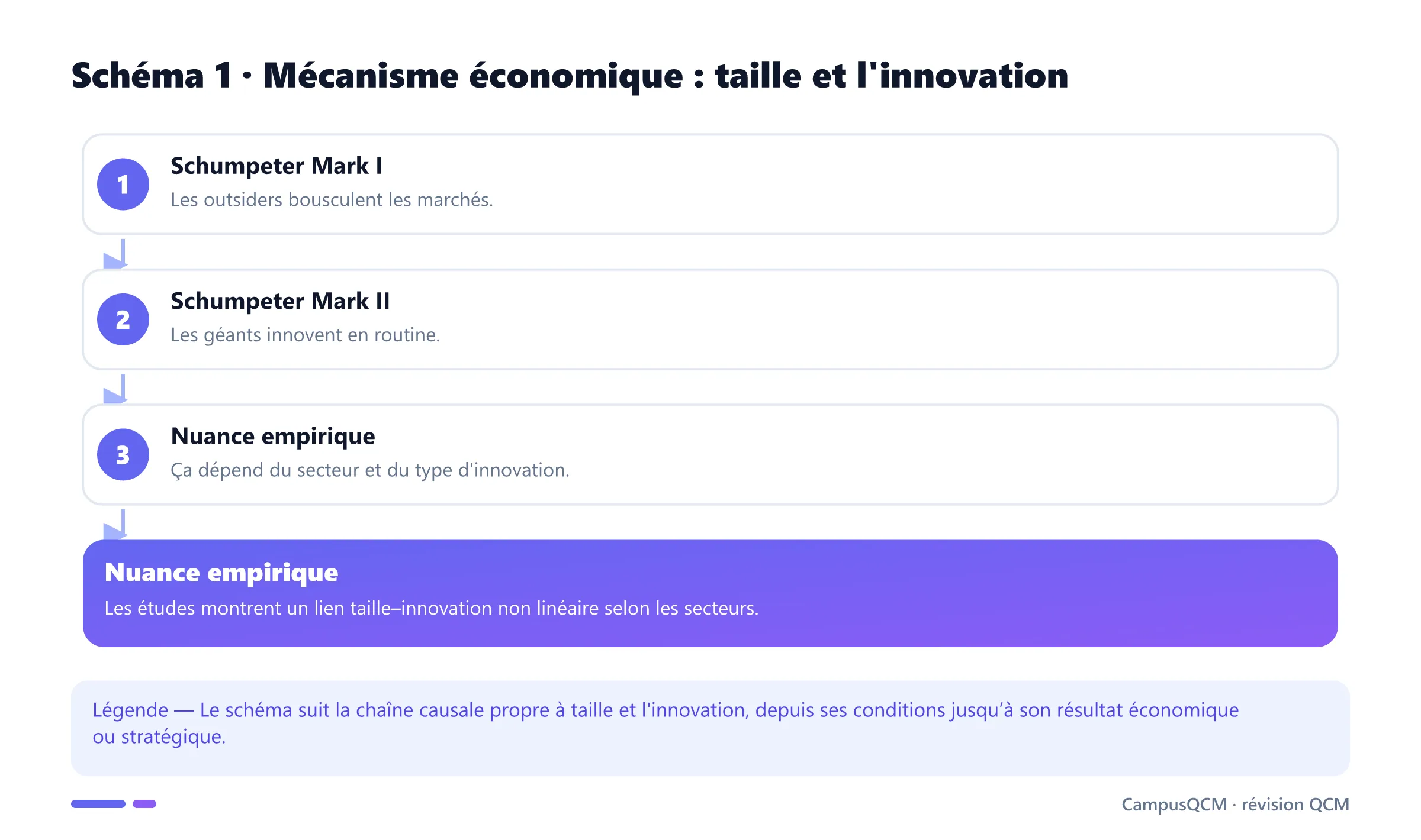 Processus explicatif de taille et l'innovation en économie de l’innovation.