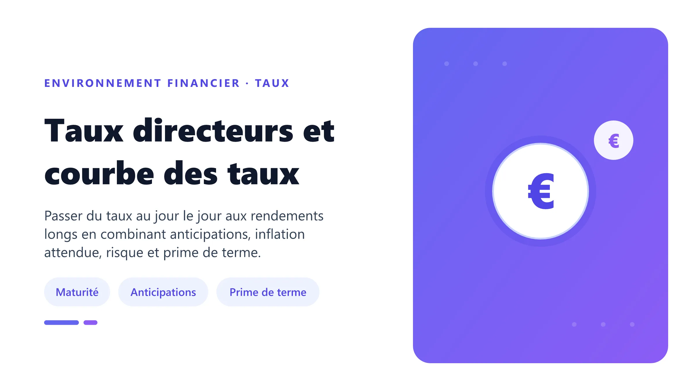 Taux directeurs et courbe des taux Courbes de taux normale, plate et inversée selon la maturité des titres obligataires.