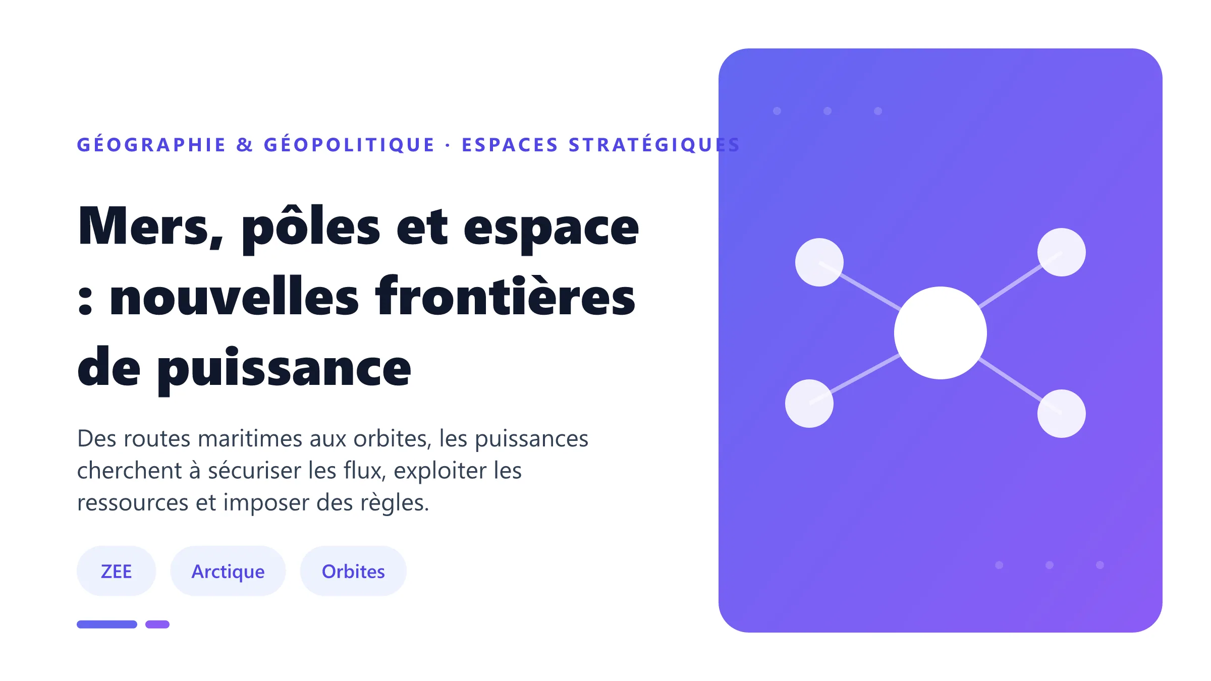 Mers, pôles et espace : nouvelles frontières de puissance Espaces maritimes, régions polaires et espace extra-atmosphérique représentés comme territoires stratégiques.