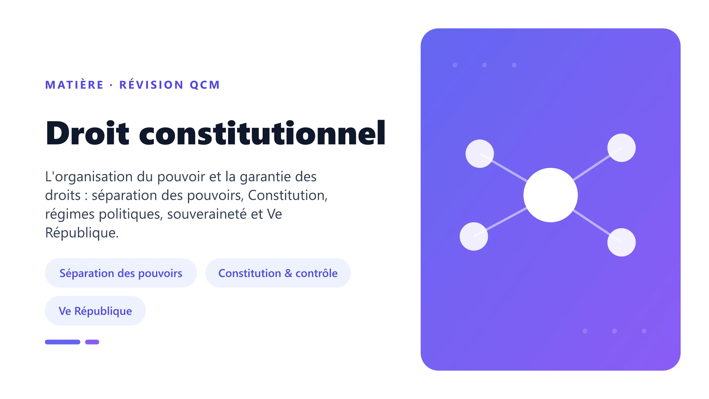 Droit constitutionnel Illustration de la matière Droit constitutionnel : séparation des pouvoirs, Constitution, régimes politiques, souveraineté et Ve République.