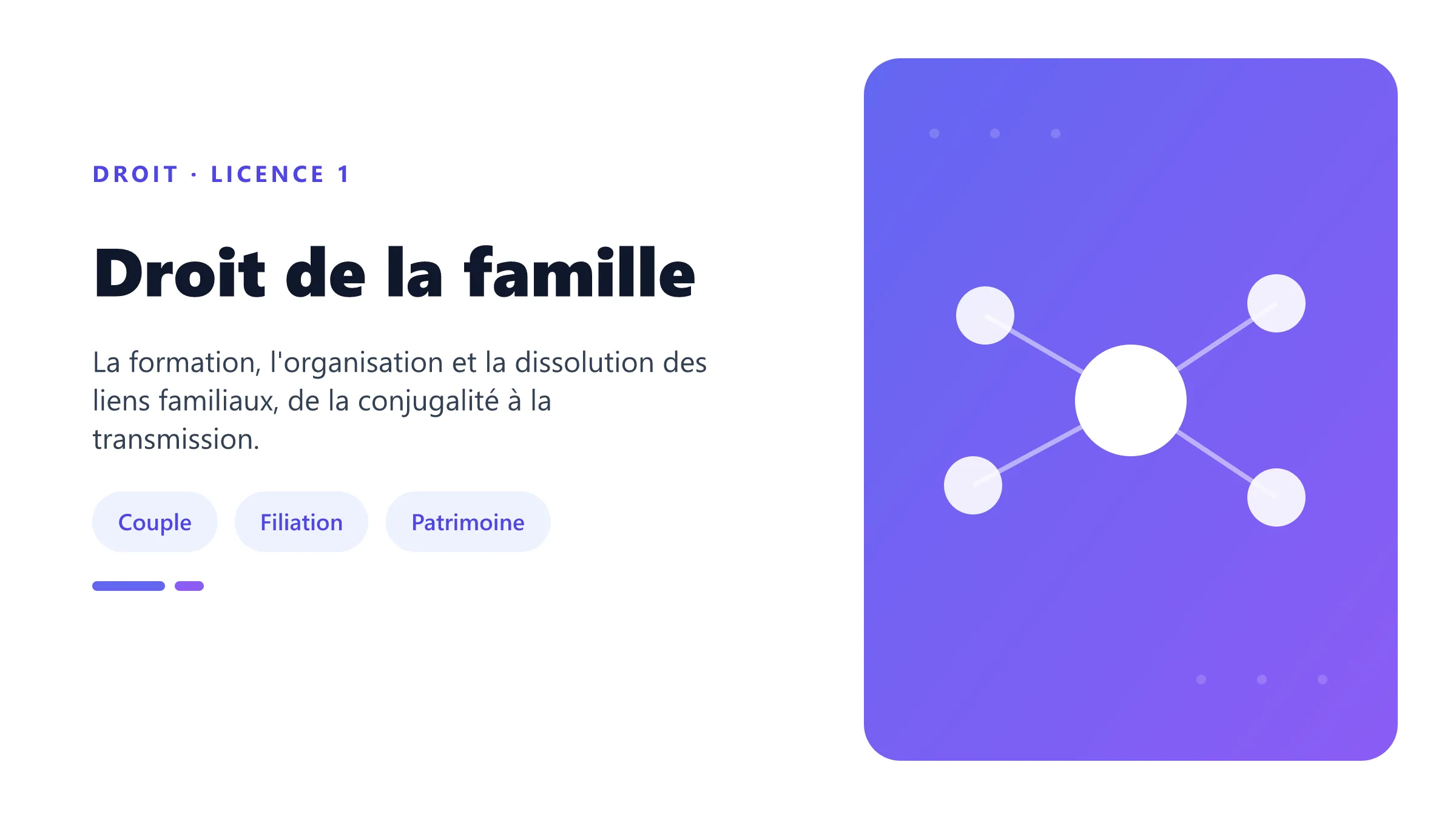 Droit de la famille Illustration du droit de la famille : mariage, PACS, filiation, autorité parentale, régimes matrimoniaux et succession.