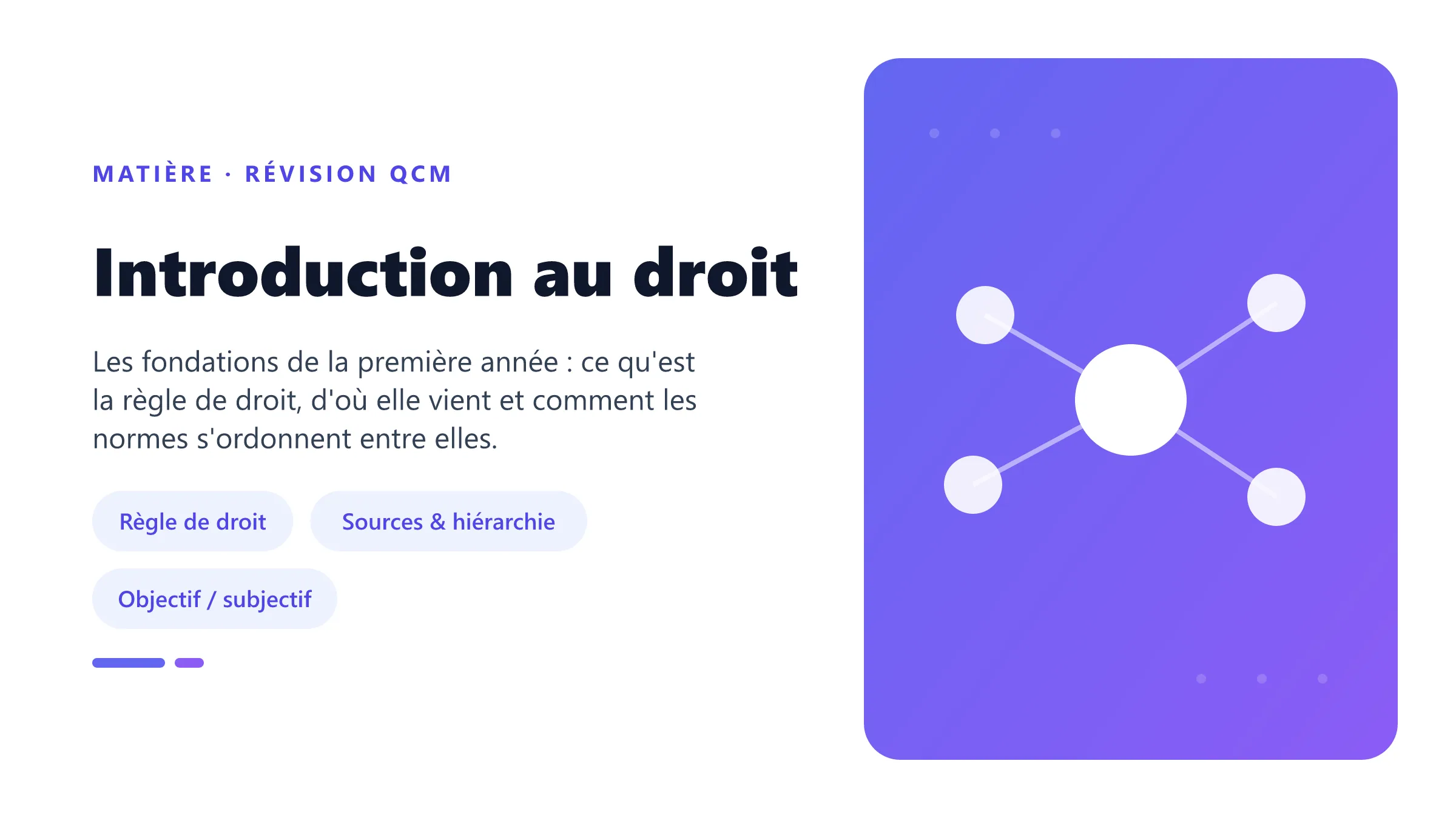 Introduction au droit Illustration de la matière Introduction au droit : règle de droit, sources, hiérarchie des normes, distinction droit public / privé et droits subjectifs.