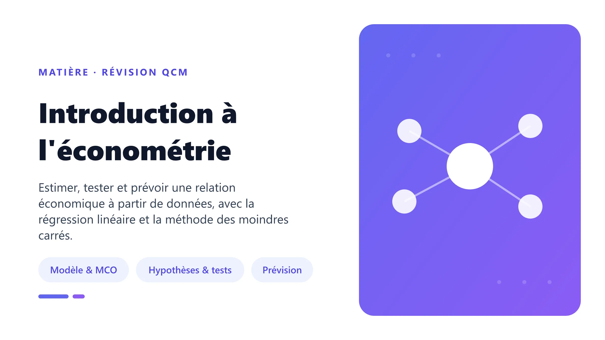 Illustration de la matière Introduction à l'économétrie : modèle linéaire, estimation par les moindres carrés, hypothèses classiques, tests de significativité et prévision.