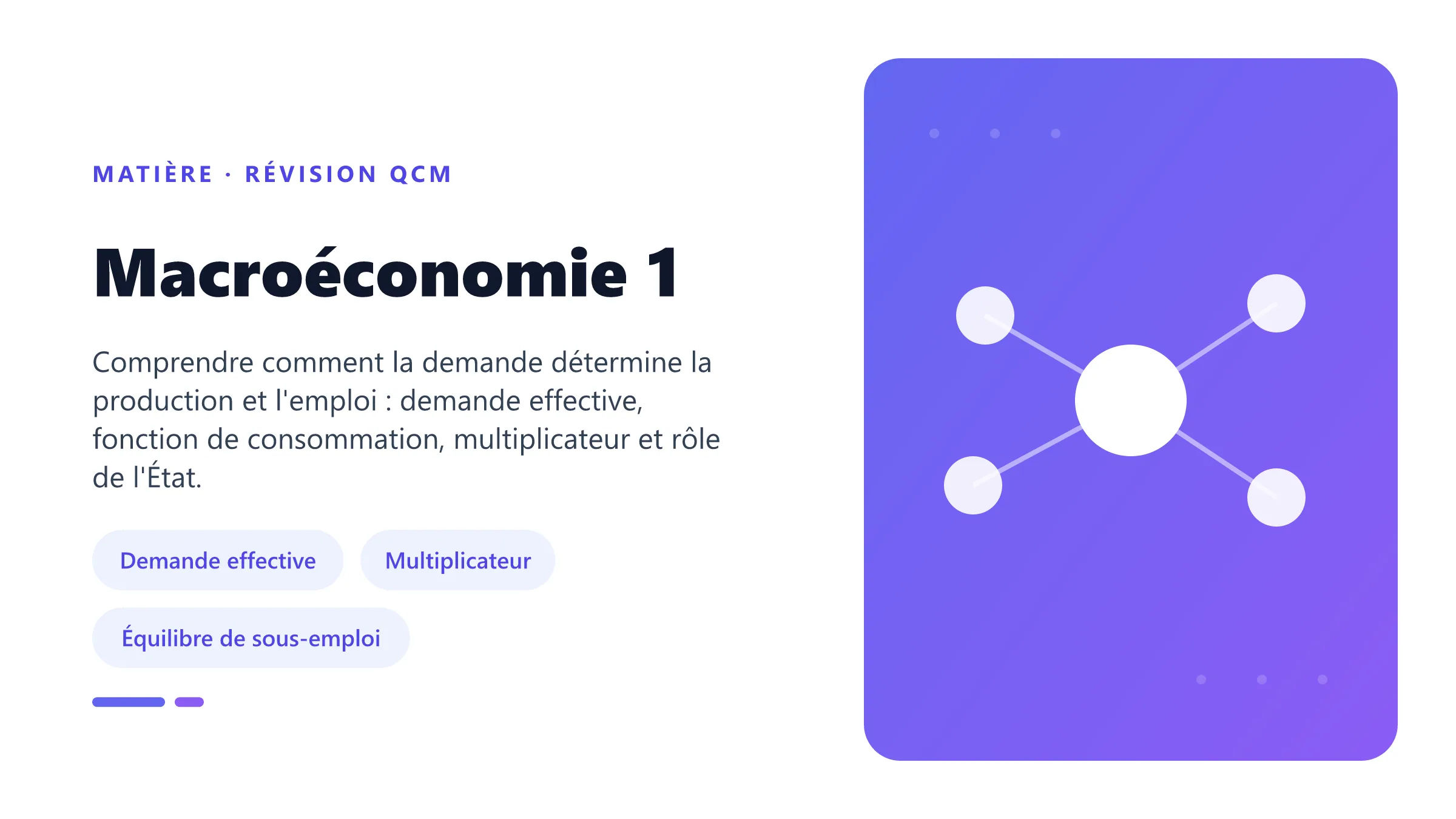 Macroéconomie 1 Illustration de la matière Macroéconomie 1 : demande effective, fonction de consommation, multiplicateur keynésien et équilibre de sous-emploi.