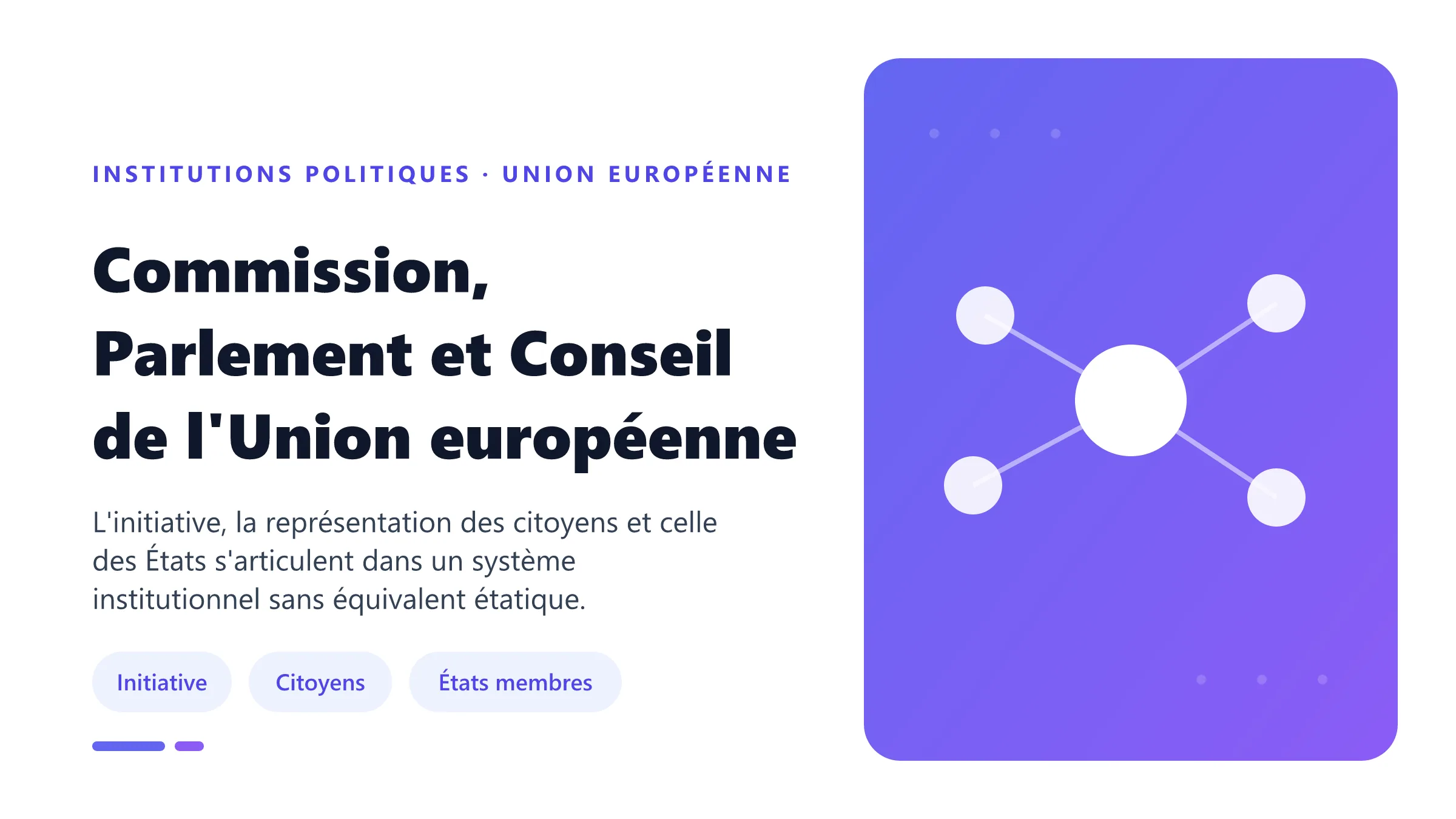 Institutions de l'Union européenne montrant les rôles de la Commission, du Parlement européen et du Conseil dans la décision européenne.