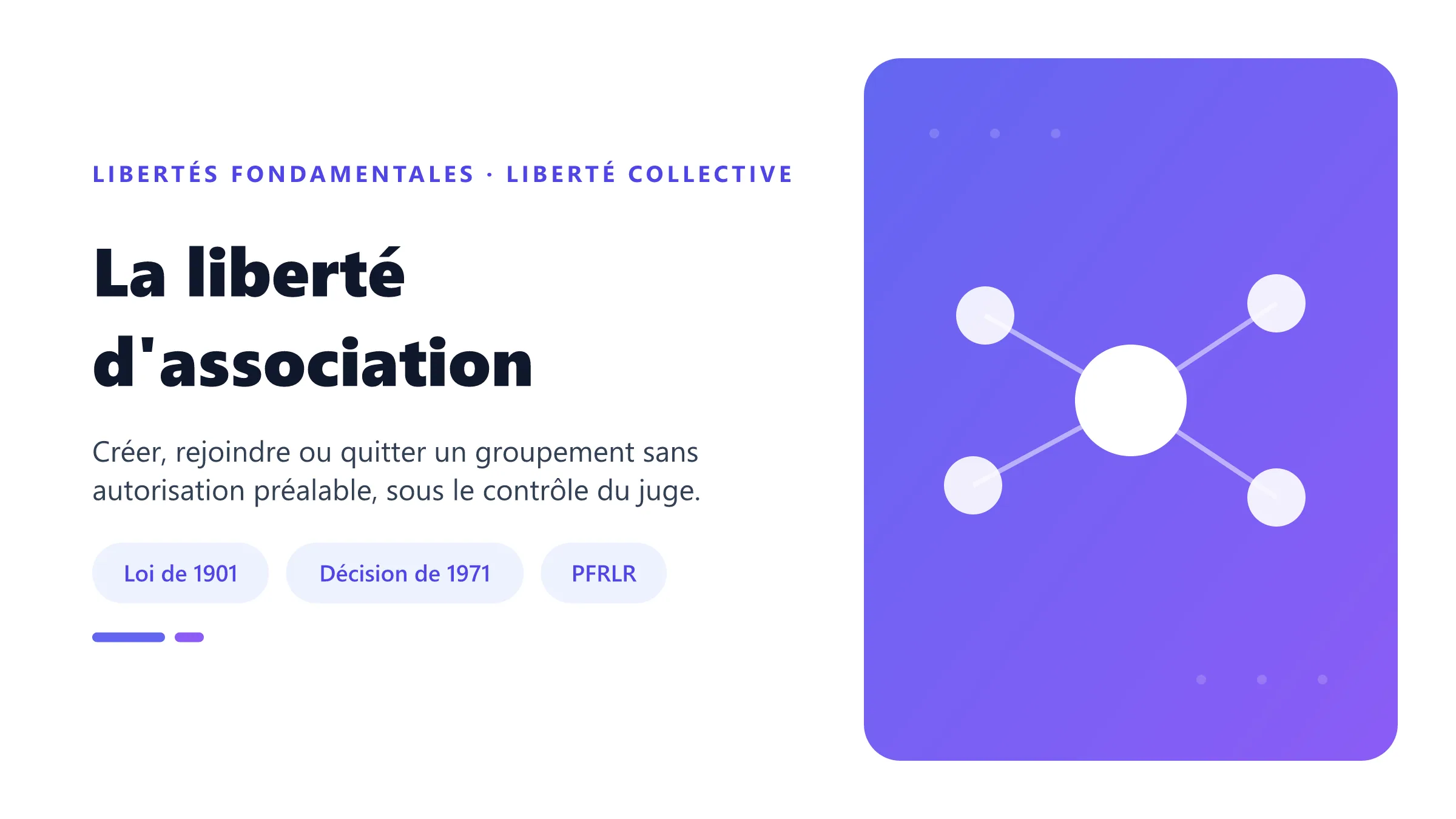 La liberté d'association Liberté d'association : création libre, déclaration pour la capacité juridique et protection constitutionnelle depuis 1971.