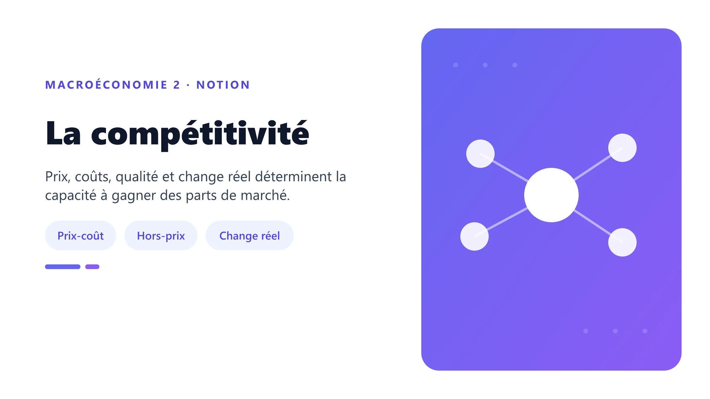 La compétitivité Compétitivité-prix, compétitivité hors-prix et taux de change réel.