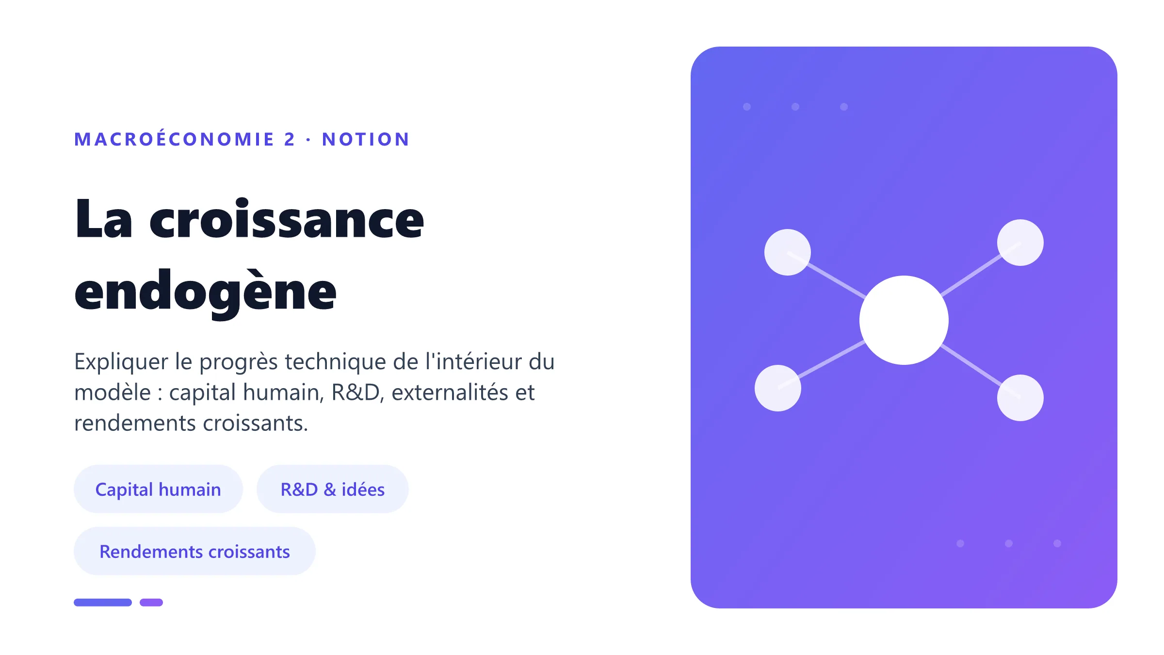 La croissance endogène La croissance endogène : capital humain, R&D, externalités de connaissance et rôle de l'État.