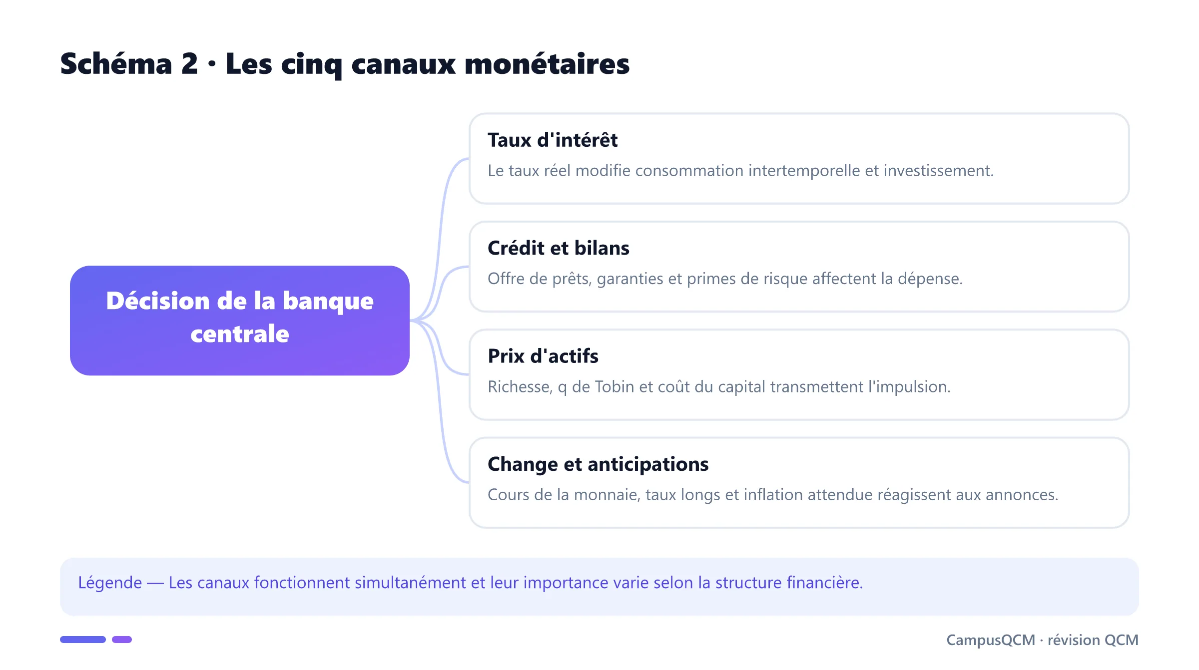 Carte des canaux de transmission de la politique monétaire.