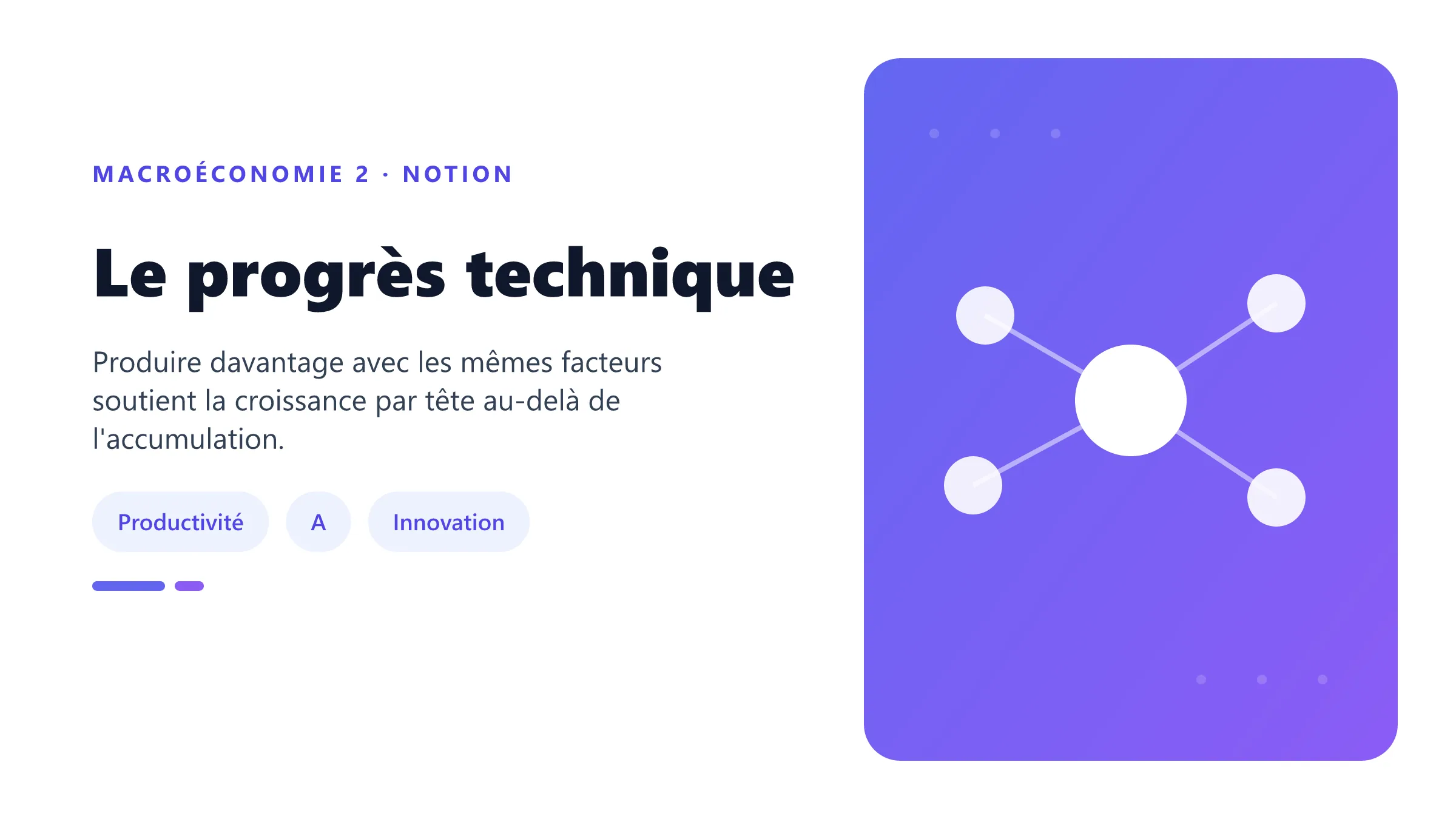 Progrès technique, productivité et croissance de long terme.